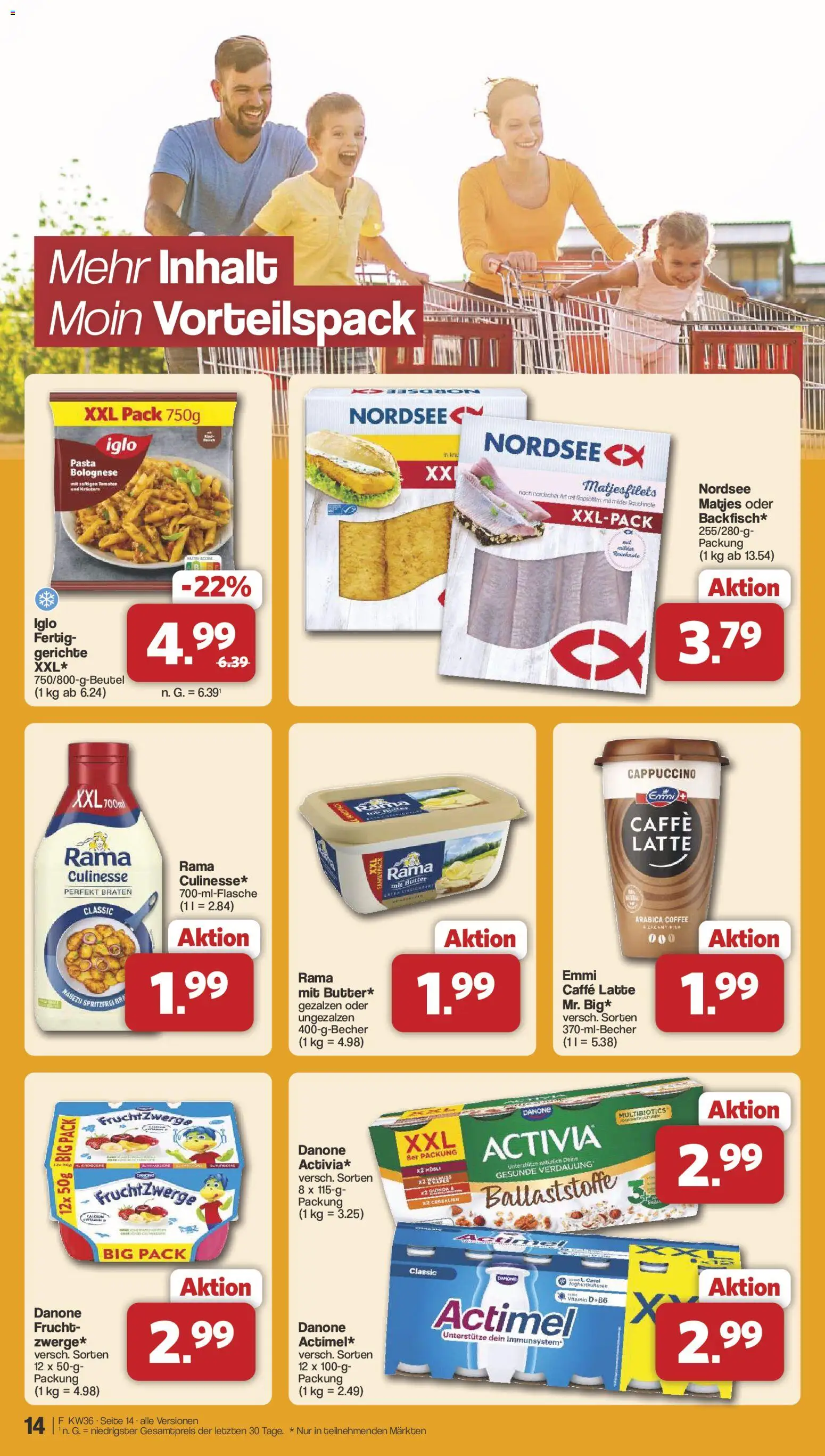 Famila Nordwest Prospekt – gültig ab 31.08.2026 | Seite: 16 | Produkte: Activia, Rama, Iglo, Gerichte