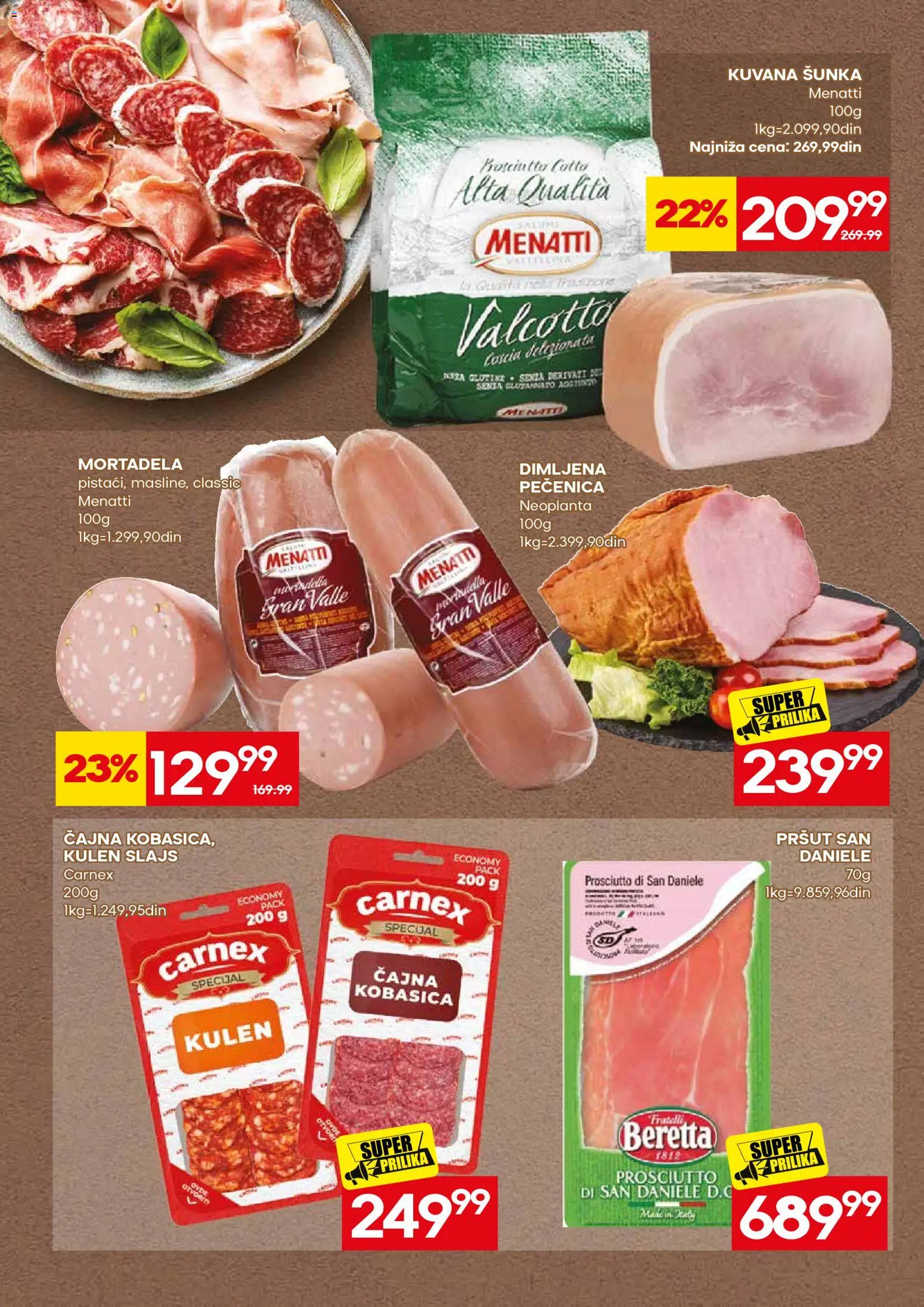 Mercator katalog - važi od 31.08.2026 | Strana: 14 | Proizvode: Pršut, Mortadela, Šunka, Kobasica
