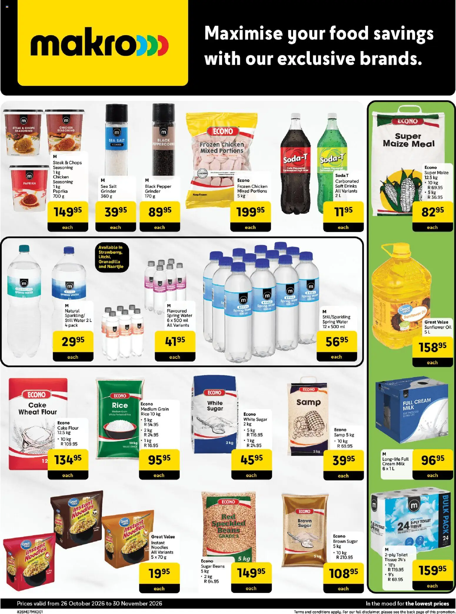 New Makro catalogue – valid from 26/10/2026 | Page: 1 | Products: Cake, Maize meal, Noodles, Salt