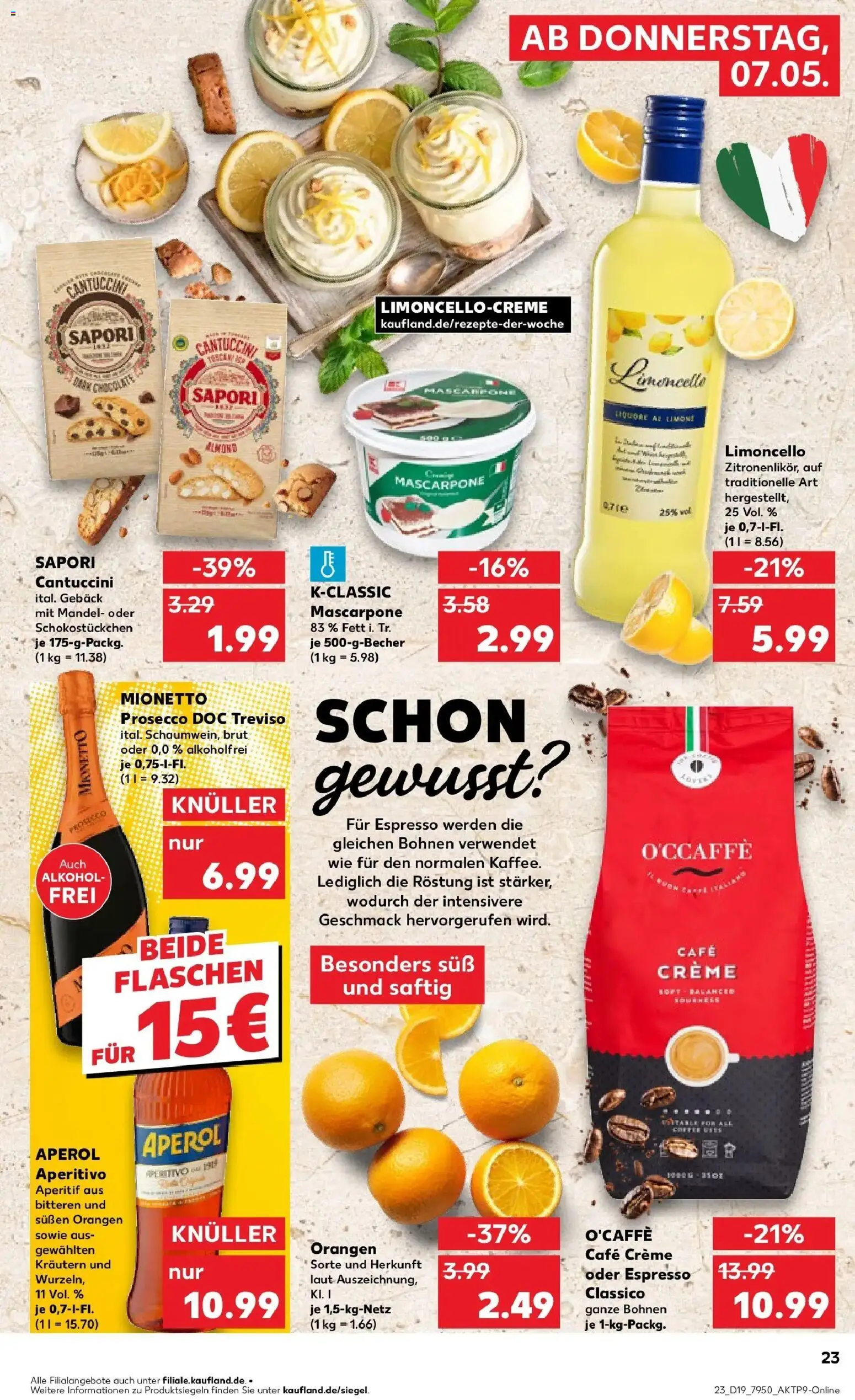 Prospekt Kaufland ab 04.05.2026 » Angebote Online zum Blättern | Seite: 28 | Produkte: Mascarpone, Orangen, Creme, Prosecco