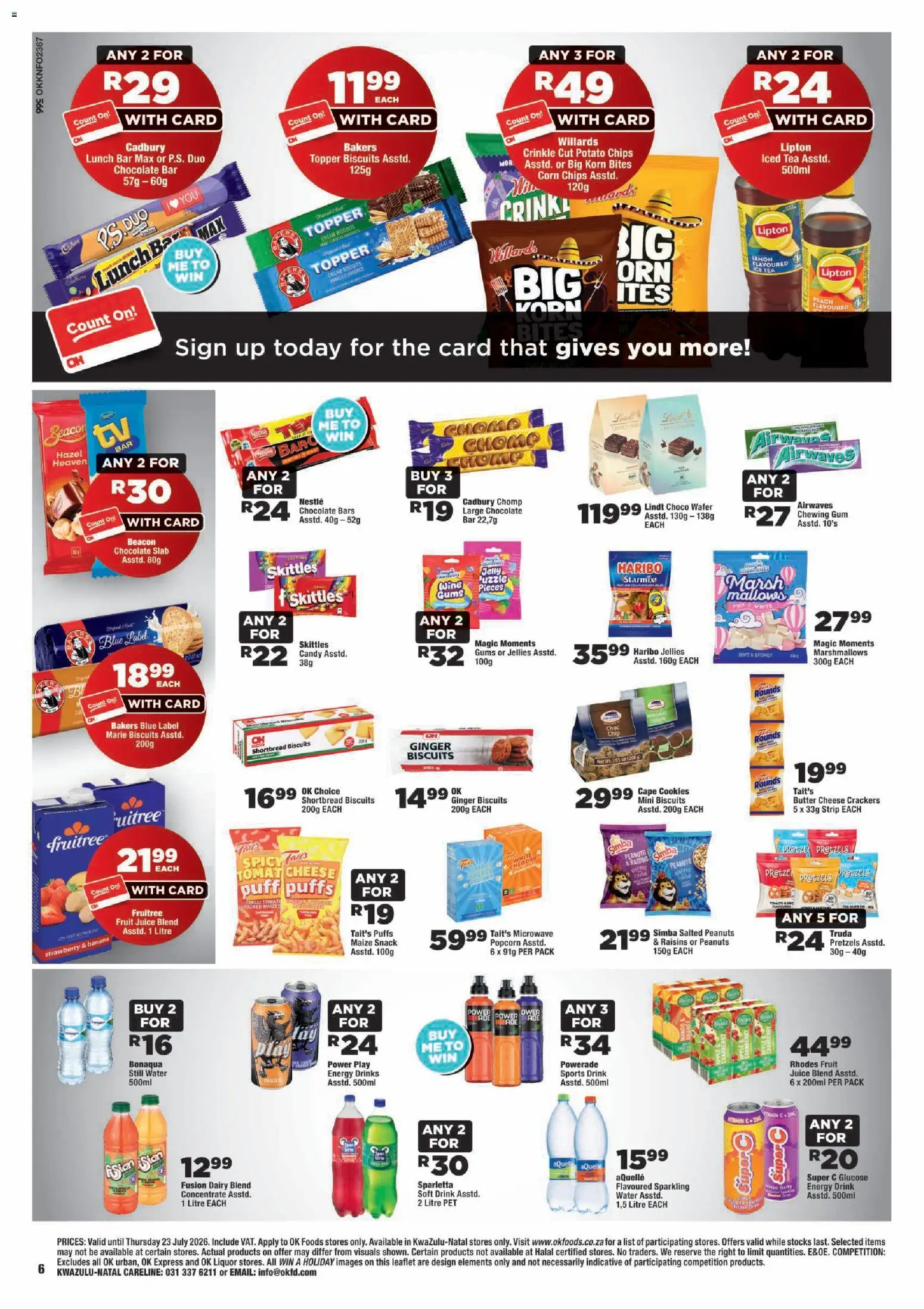 New OK Foods catalogue – valid from 15/07/2026 | Page: 6 | Products: Corn, Chips, Cookies, Peanuts