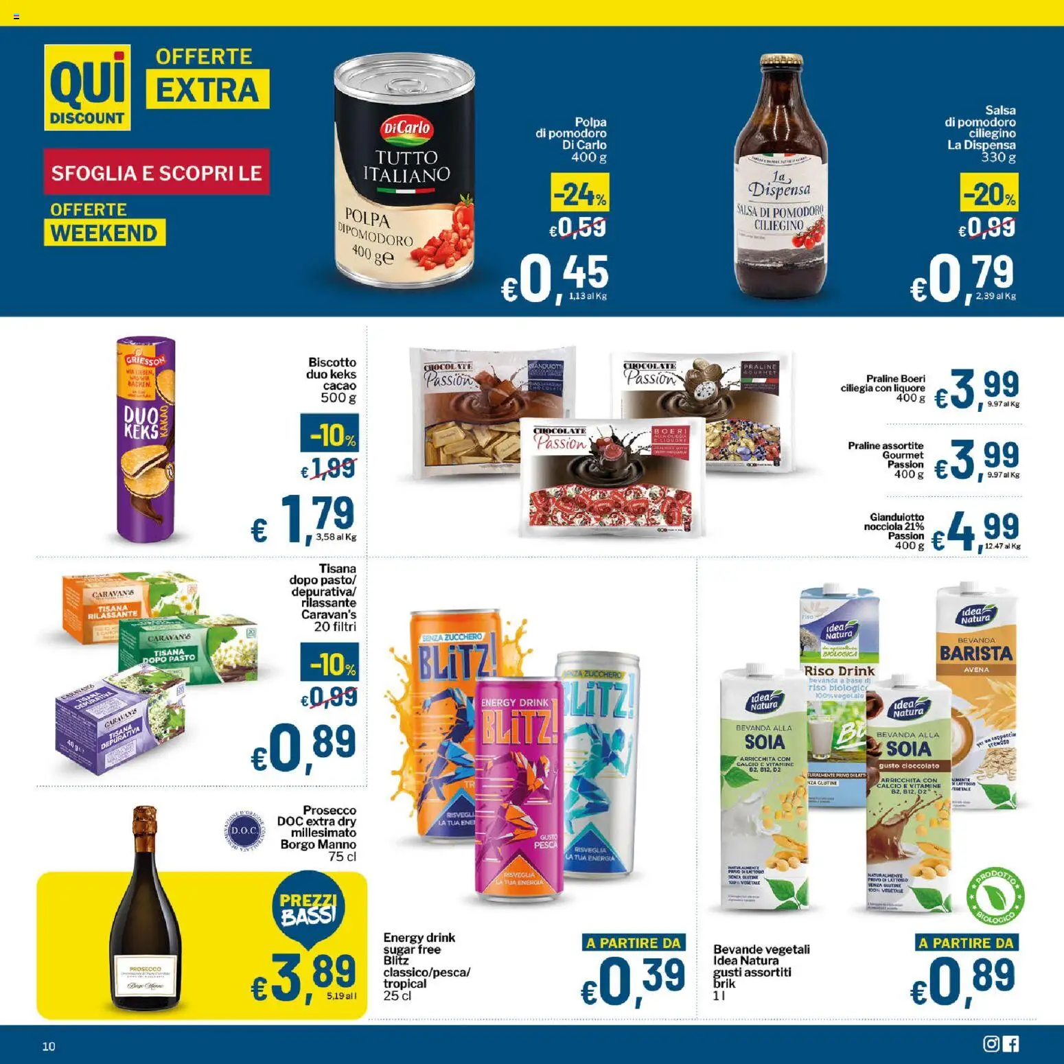 Volantino Qui Discount del 06/10/2026 | Pagina: 10 | Prodotti: Cioccolato, Riso, Salsa, Zucchero