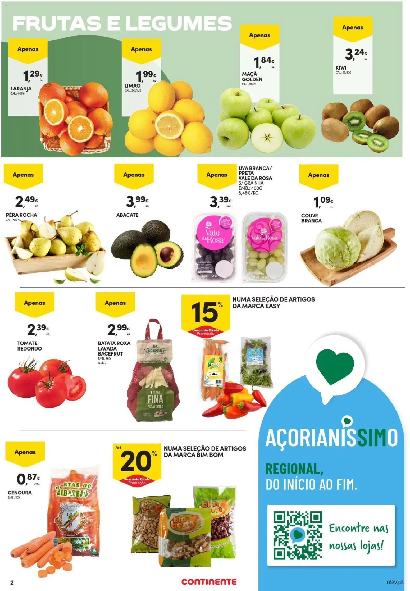 Continente Açores │ válido de 03/09/2026 | Página: 2 | Produtos: Batata, Couve branca, Legumes, Abacate