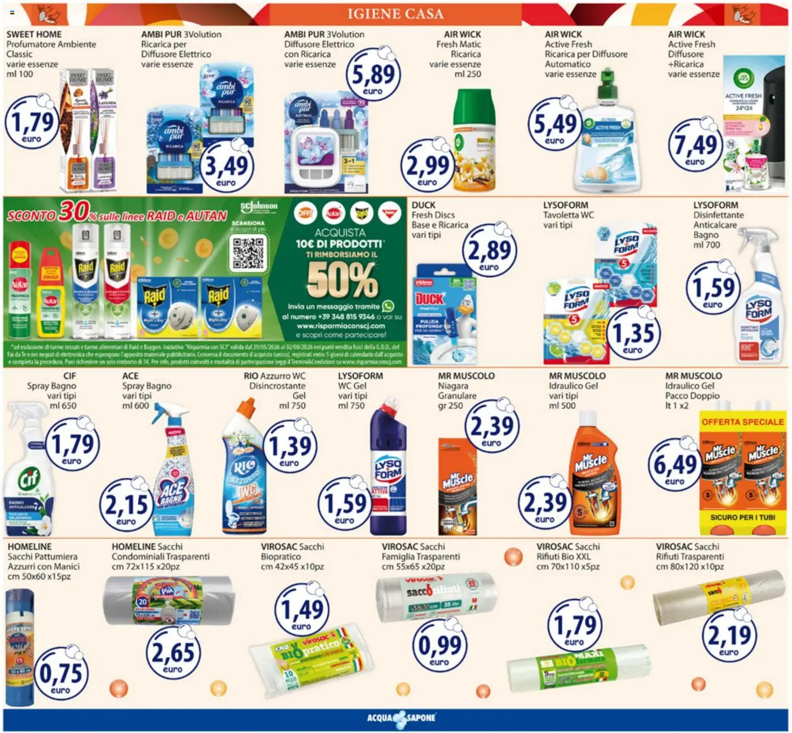 Volantino Acqua e Sapone del 01.06.2026 | Pagina: 17 | Prodotti: Sapone, Tè, Pattumiera, WC