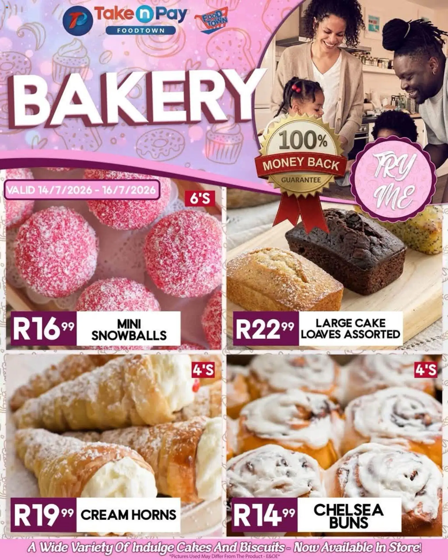 New Take n Pay catalogue – valid from 14/07/2026 | Page: 14 | Products: Cake, Bakery, Buns, Cream