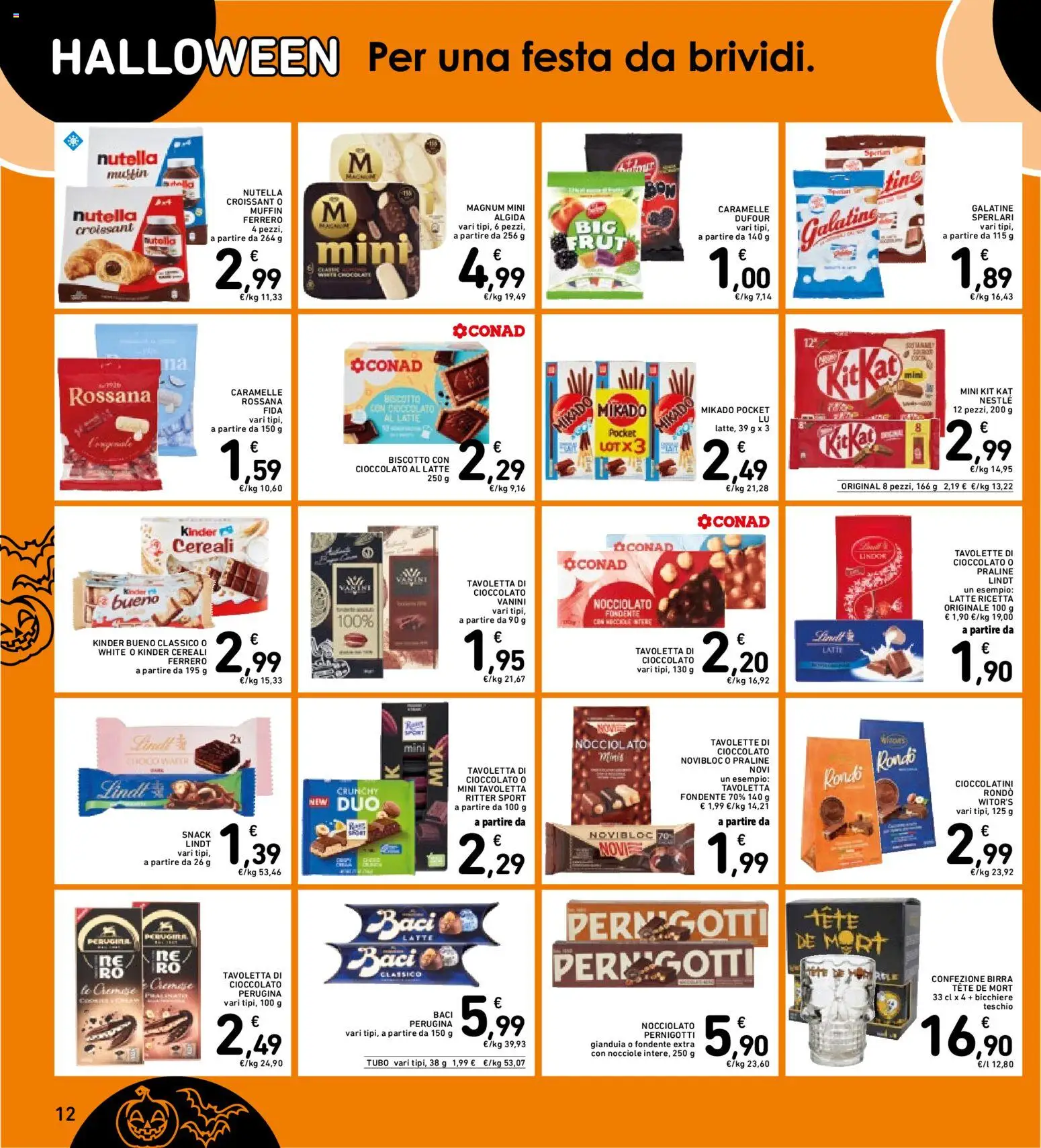 Volantino Spazio Conad del 20/10/2026 | Pagina: 12 | Prodotti: Caramelle, Lindt, Nutella, Bicchiere
