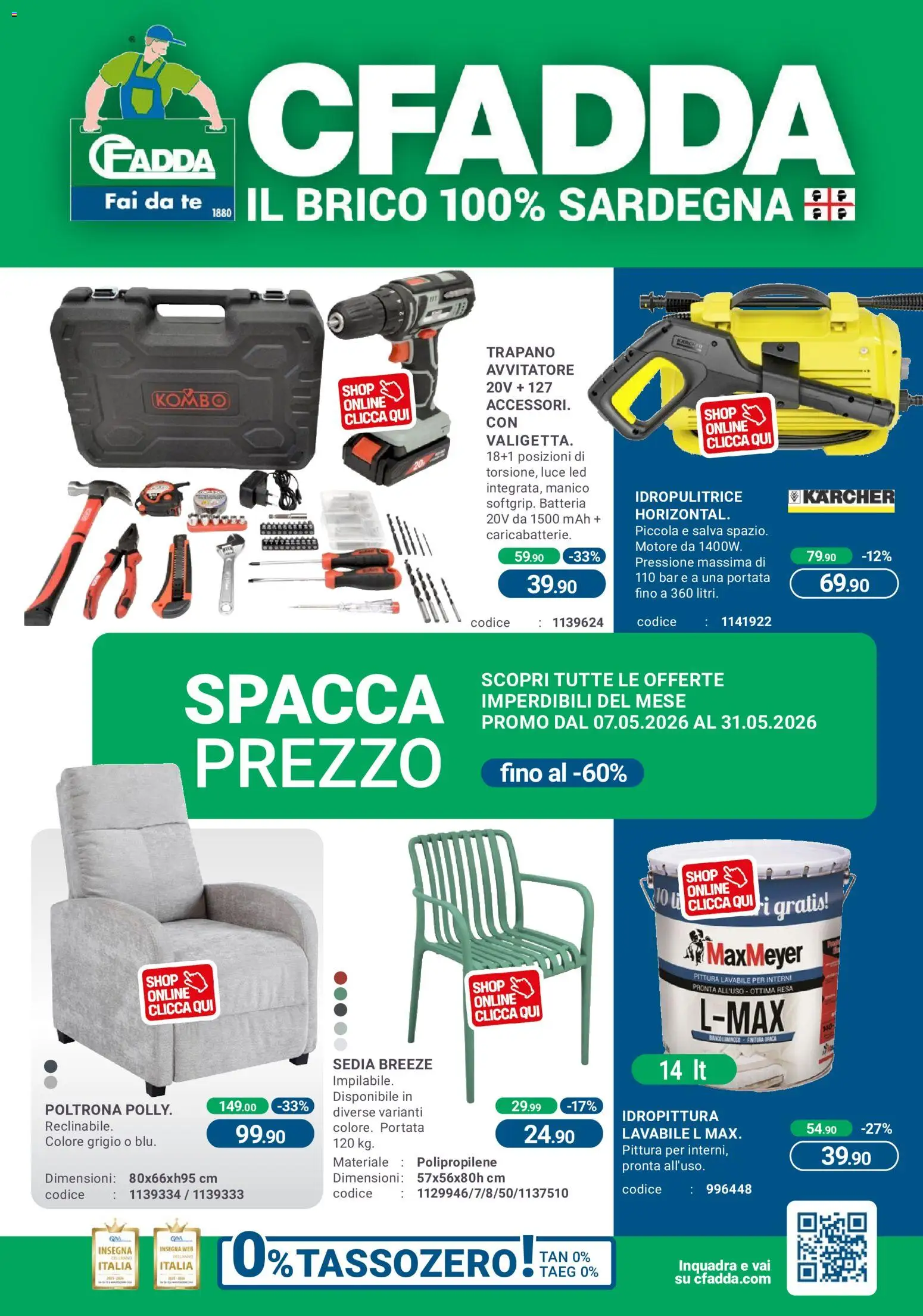 Volantino CFadda del 07.05.2026 | Pagina: 1 | Prodotti: Tè, Poltrona, Sedia, Batteria
