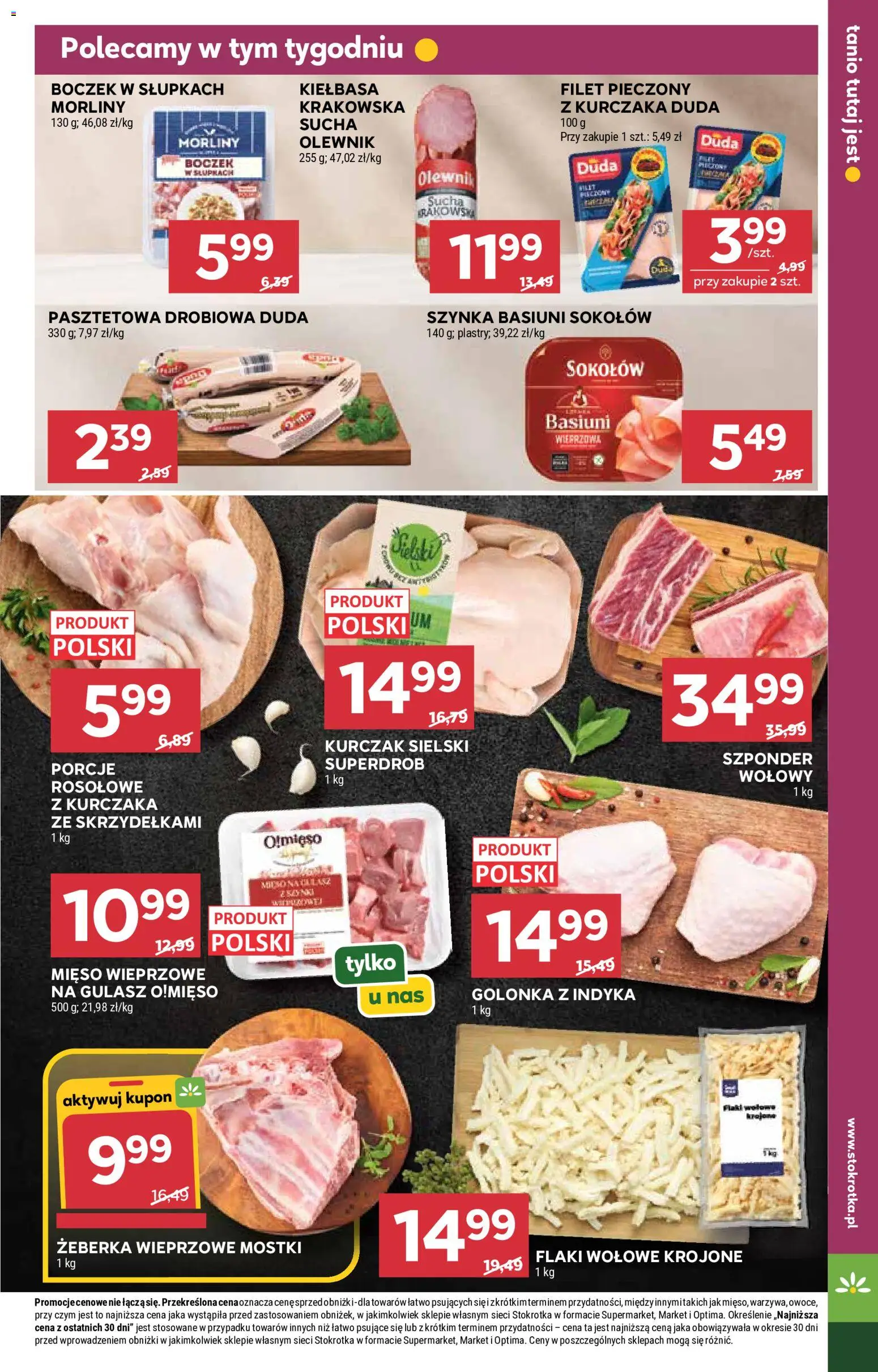 Stokrotka gazetka - Market od 02.07.2026 | Strona: 9 | Produkty: Kurczak, Stokrotka, Szynka, Flaki wołowe