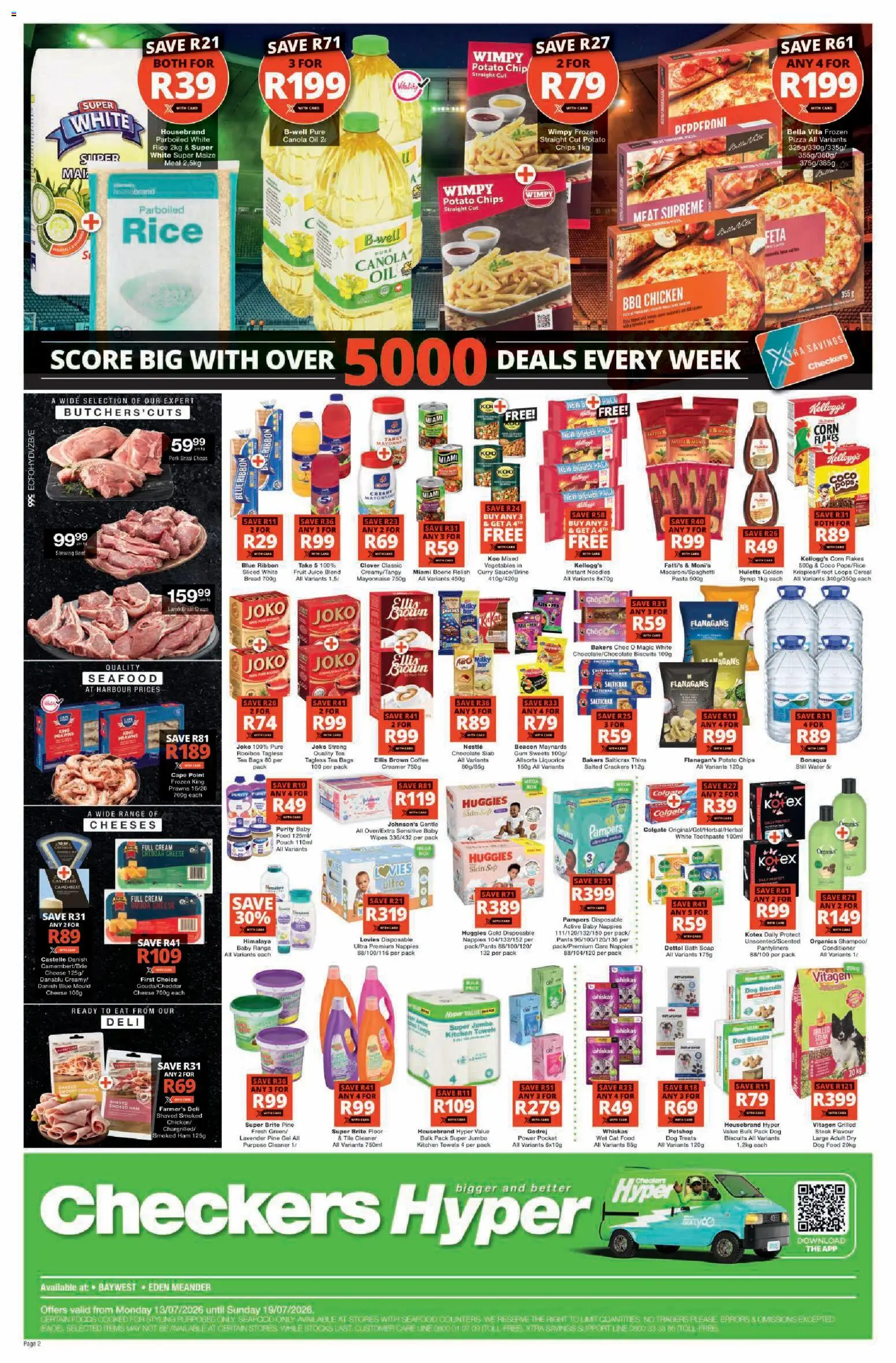New Checkers catalogue – valid from 13/07/2026 | Page: 2 | Products: Steak, Oil, Noodles, Vegetables