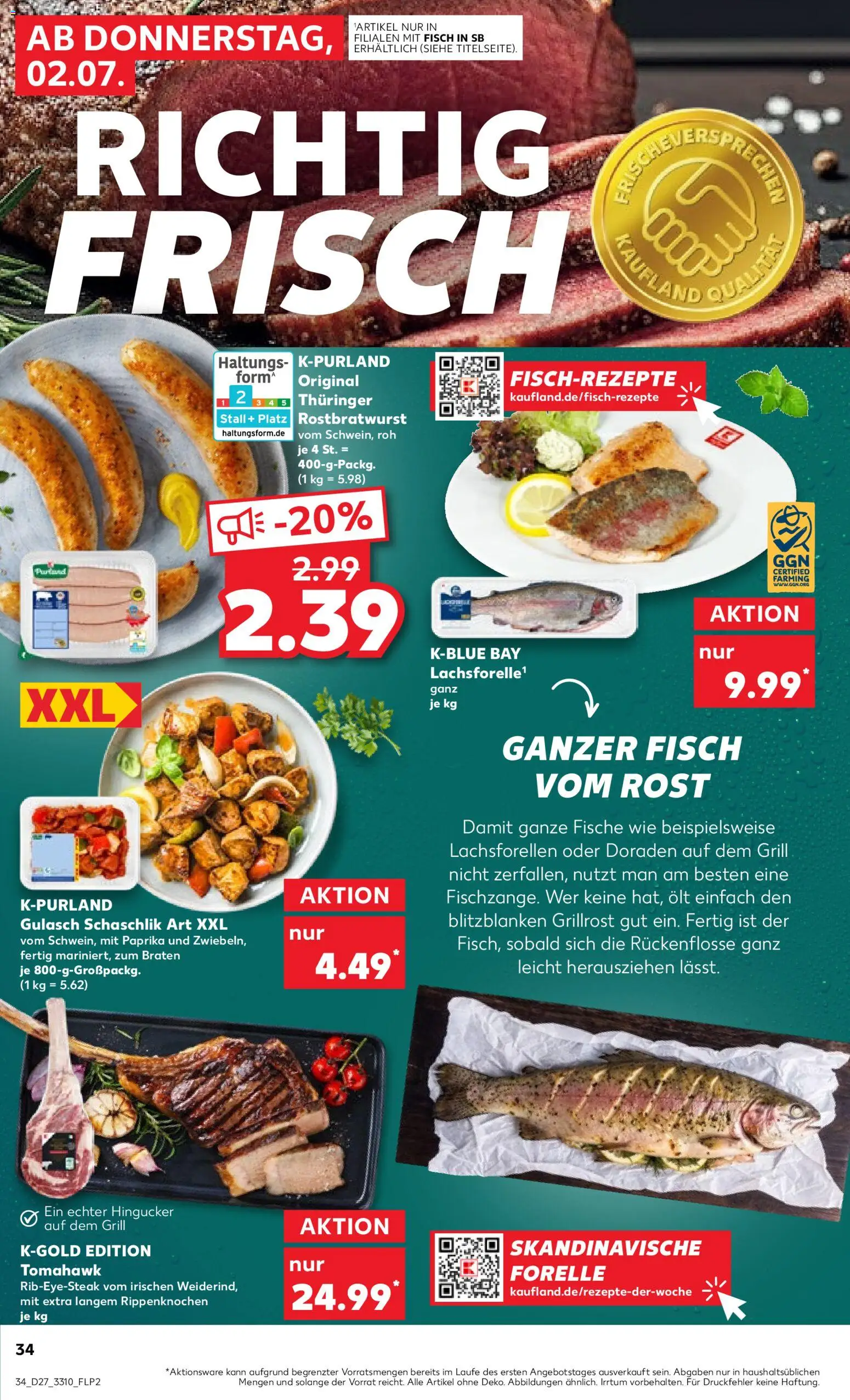 Kaufland Prospekt Zeitz – gültig ab 02.07.2026 | Seite: 34 | Produkte: Grill, Fisch, Paprika, Gulasch