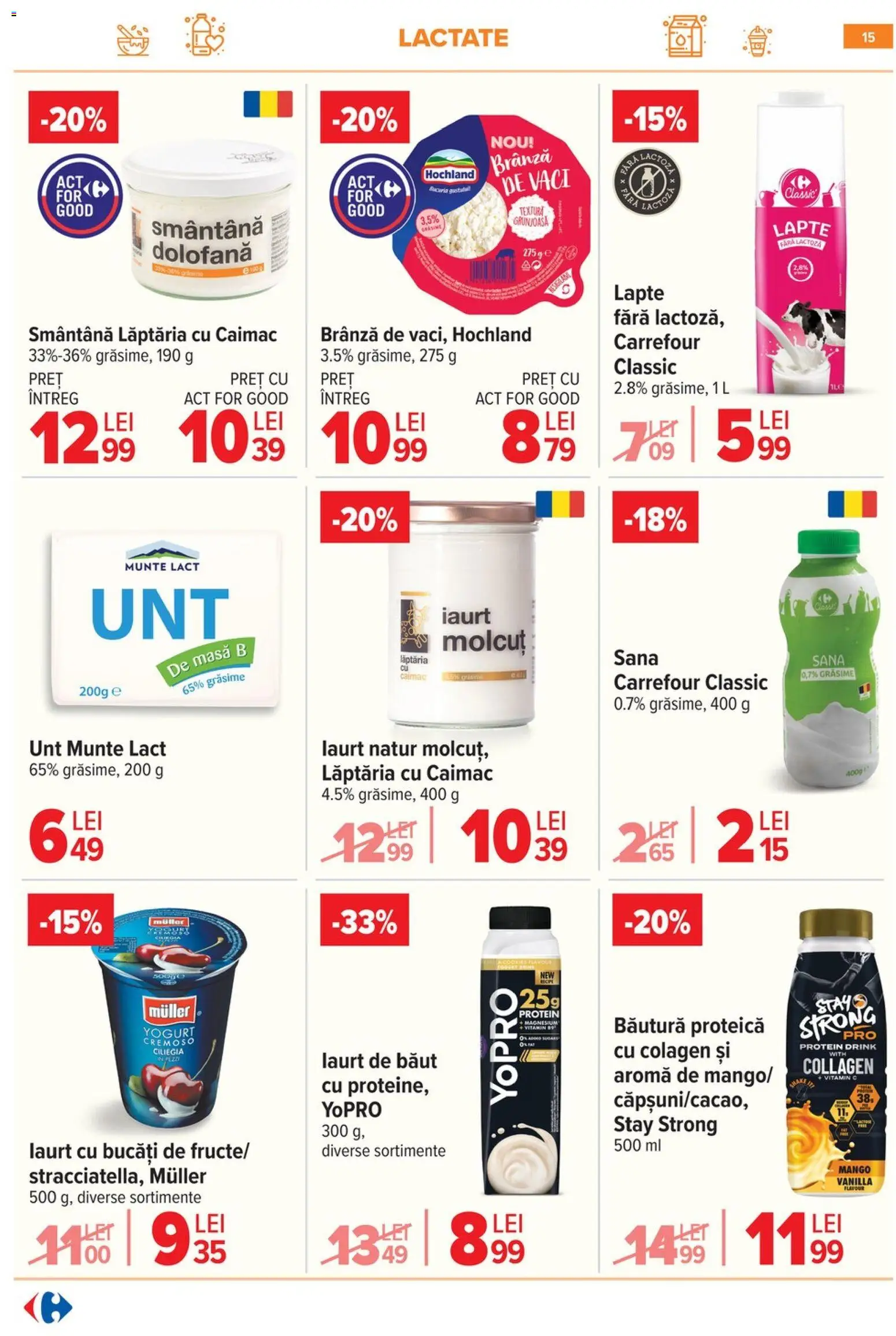 Noul catalog Carrefour – valabil de la 10.06.2026 | Pagină: 15 | Produse: Pară, Lapte, Unt, Mango