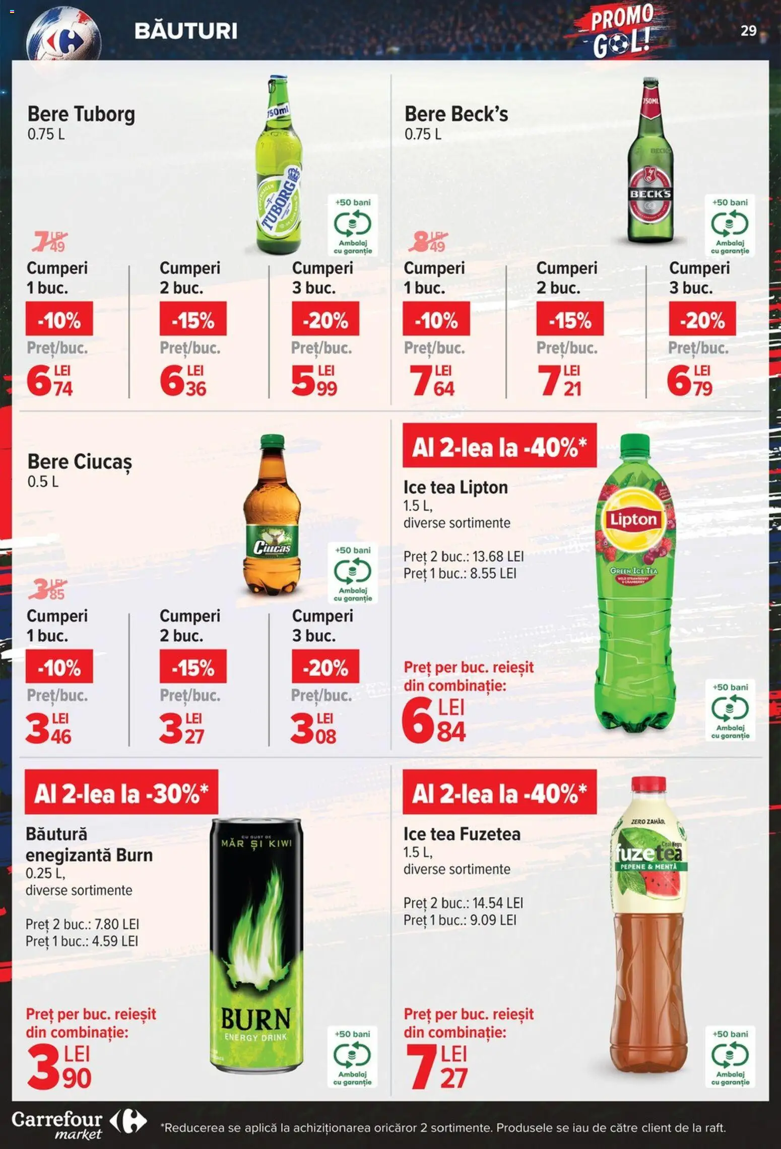 Noul catalog Carrefour – valabil de la 10.06.2026 | Pagină: 29 | Produse: Bere, Ice tea, Kiwi