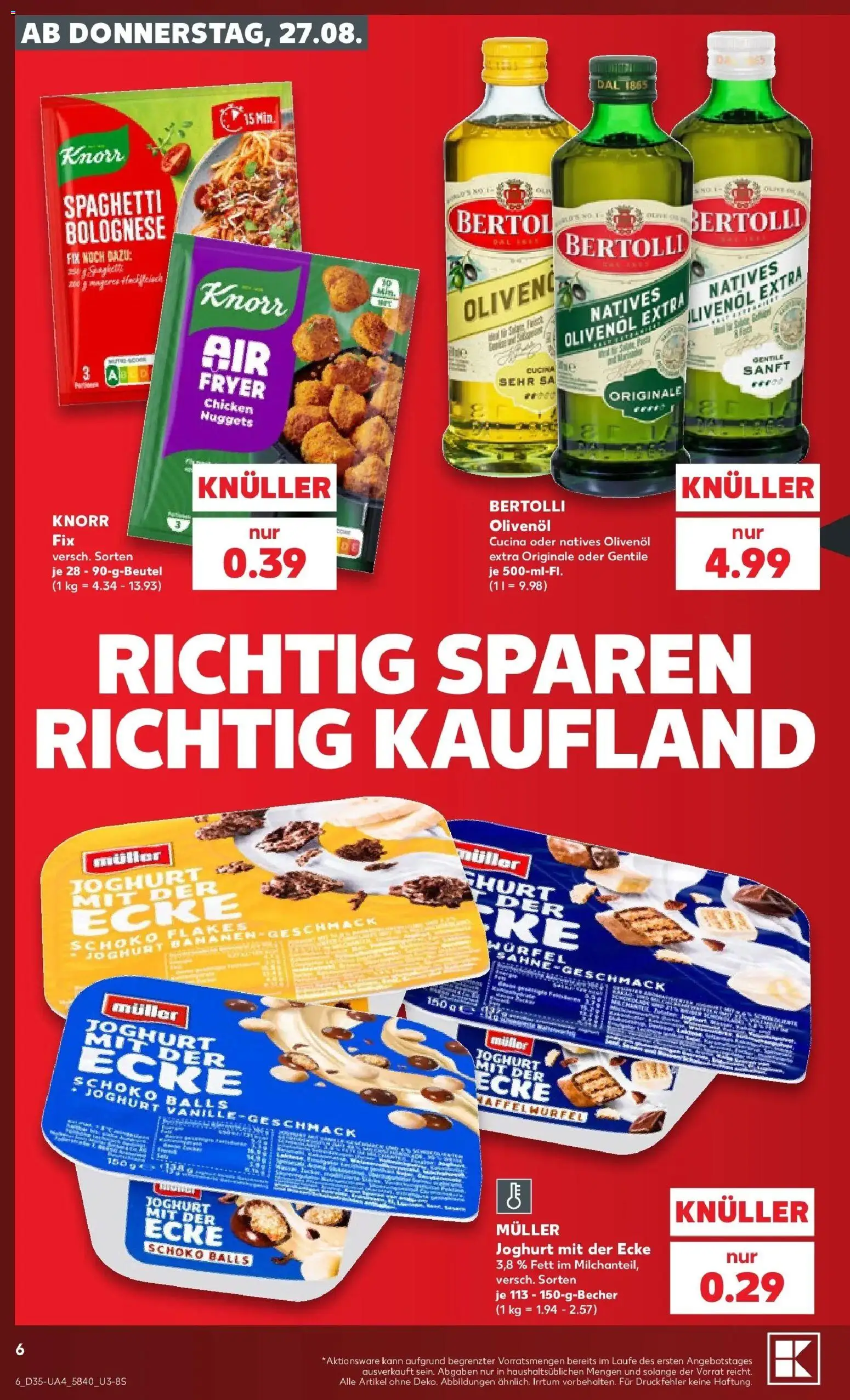 Prospekt Kaufland ab 27.08.2026 » Angebote Online zum Blättern | Seite: 6 | Produkte: Joghurt, Olivenol, Bananen, Knorr