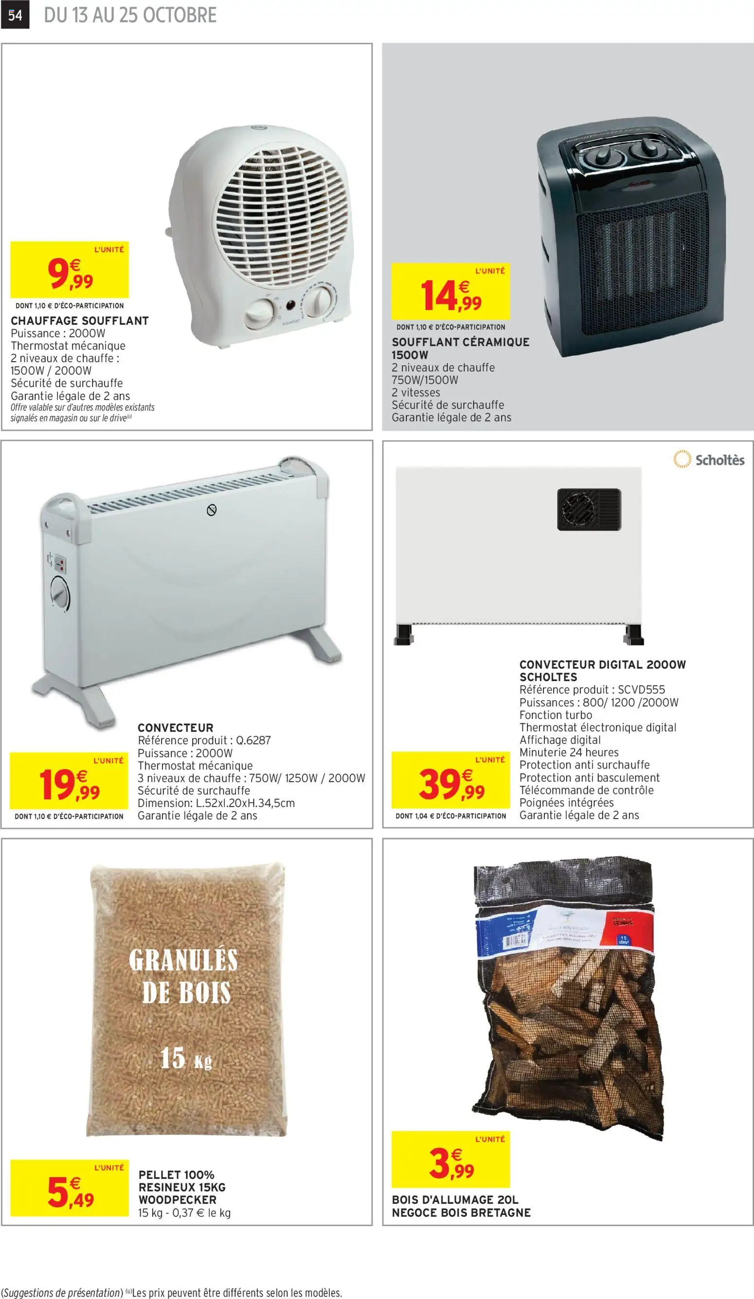 {H1} | Page: 46 | Produits: Chauffage soufflant, Granules de bois, Poignées, Télécommande