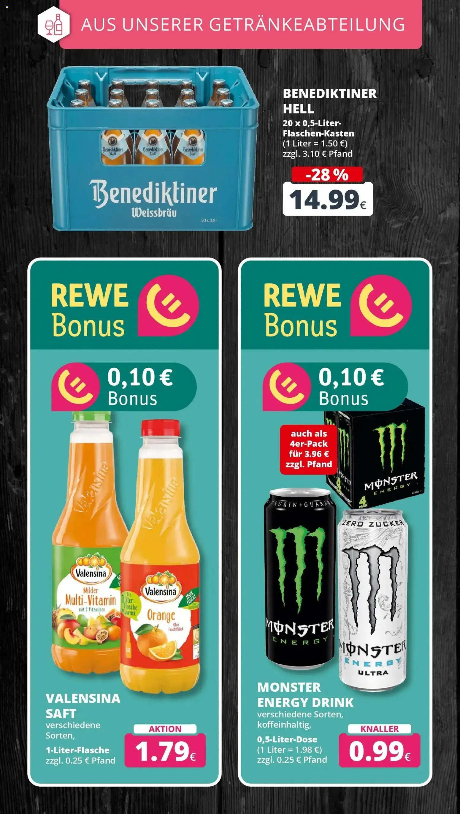 REWE Prospekt ab 14.09.2026 zum Blättern » Angebote | Seite: 23 | Produkte: Energy, Benediktiner hell, Monster, Saft
