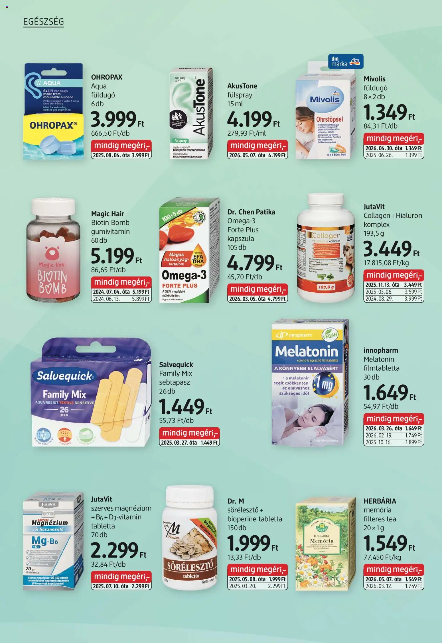 DM Drogerie Markt akciós ujság - amely érvényes a következő dátumtól: 07.05.2026 | Oldal: 16 | Termékek: Omega 3, Sebtapasz, Tea, Multivitamin