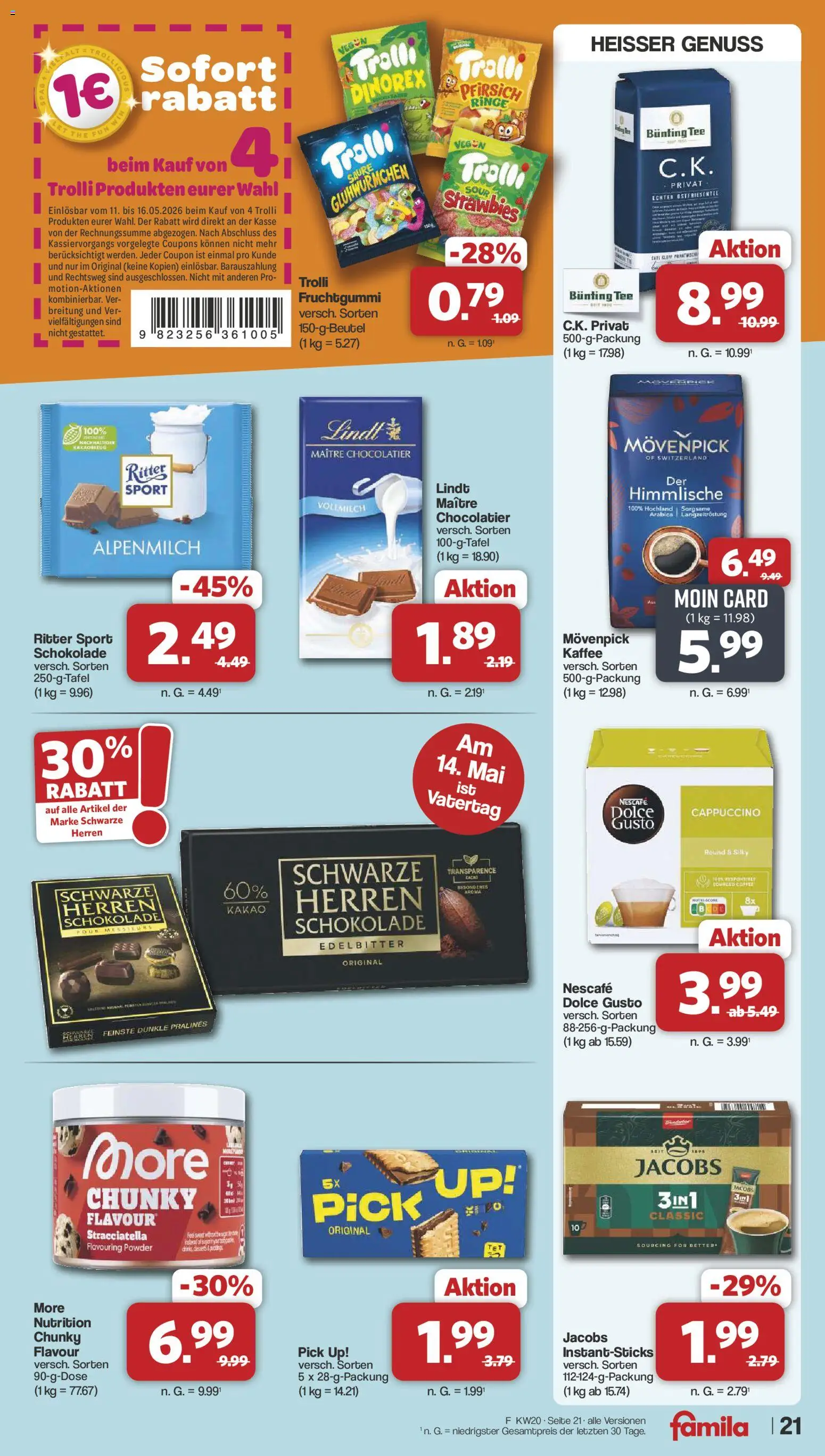 Famila Nordwest Prospekt 	 – gültig ab 11.05.2026 | Seite: 21 | Produkte: Nescafe, Schokolade, Pfirsich, Dolce gusto