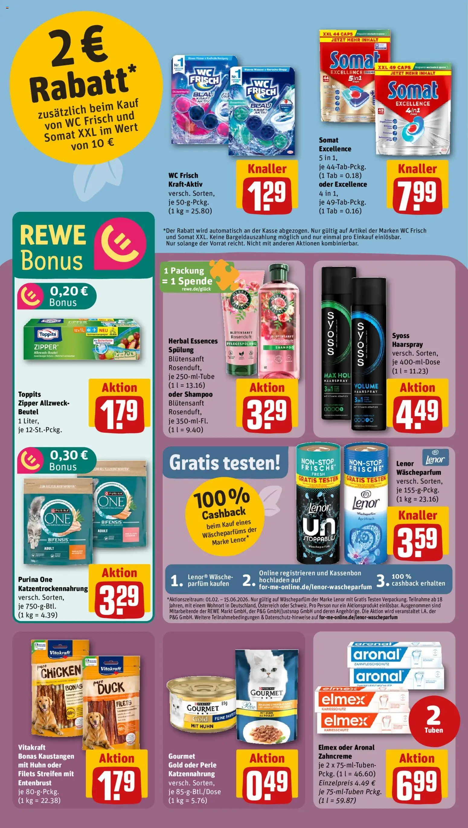 Rewe Prospekt 	 – gültig ab 23.02.2026 | Seite: 21 | Produkte: Purina one, Lenor, Parfüm, Shampoo