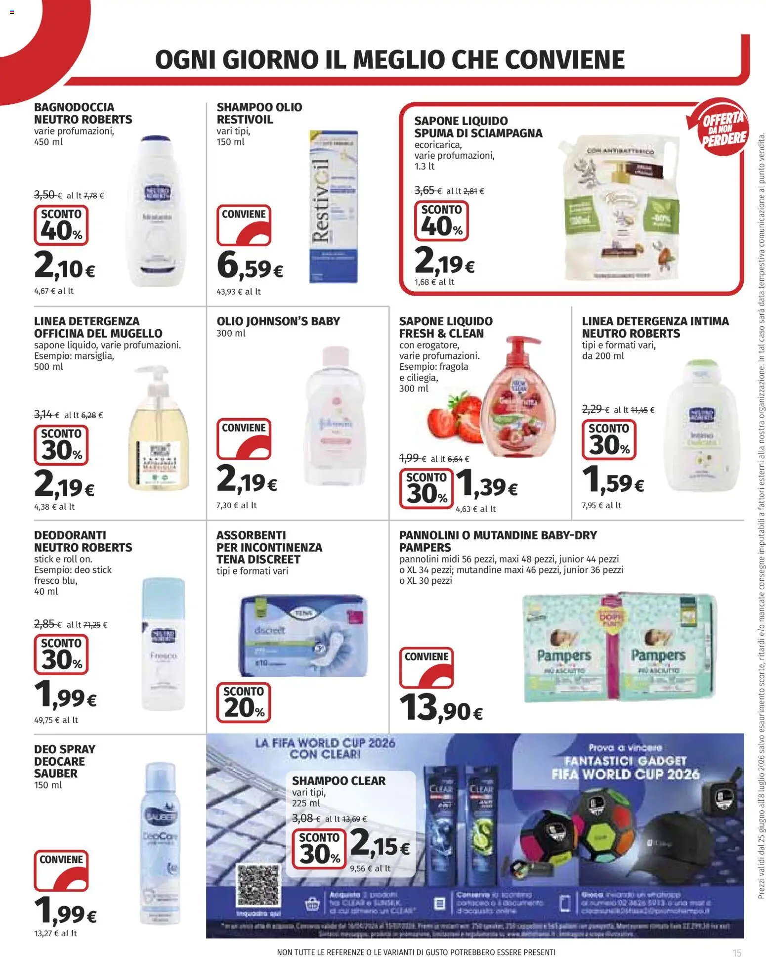 Volantino COOP del 25/06/2026 | Pagina: 15 | Prodotti: Pannolini, Sapone, Mutandine, Pampers