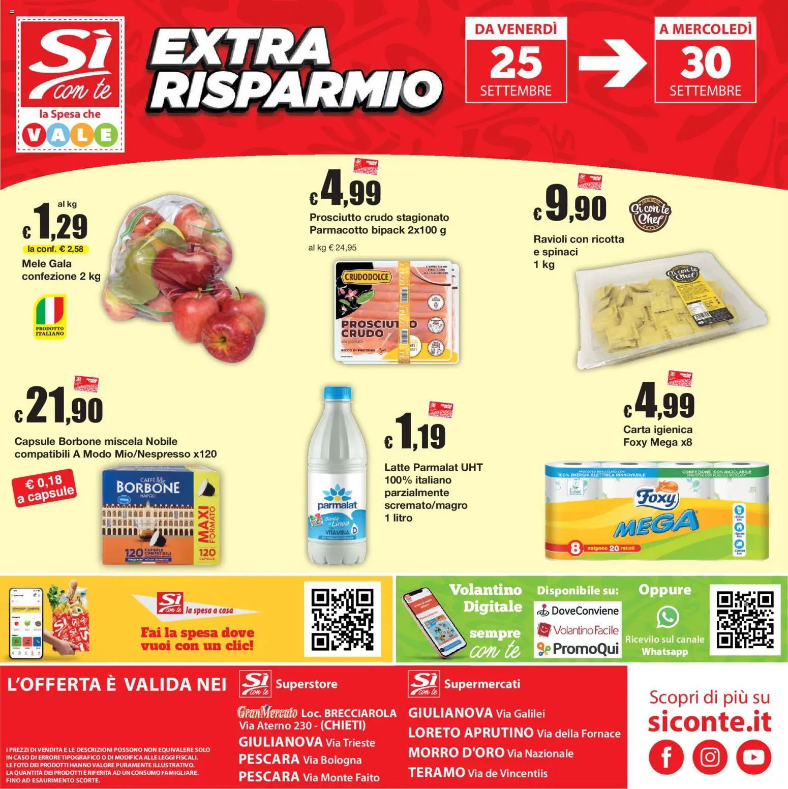 Volantino Sì con Te del 17/09/2026 | Pagina: 24 | Prodotti: Carta igienica, Tè, Spinaci, Borbone