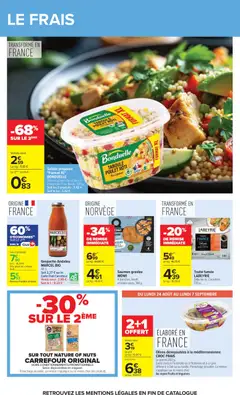 Carrefour - Prévisualisation de Olives dénoyautées à la méditerranéenne, CROQ FRAIS Le pot de 200 g. valide à partir de 24/08/2026 | Page: 37 | Produits: Salade, Marcel, Poulet, Poulet rôti