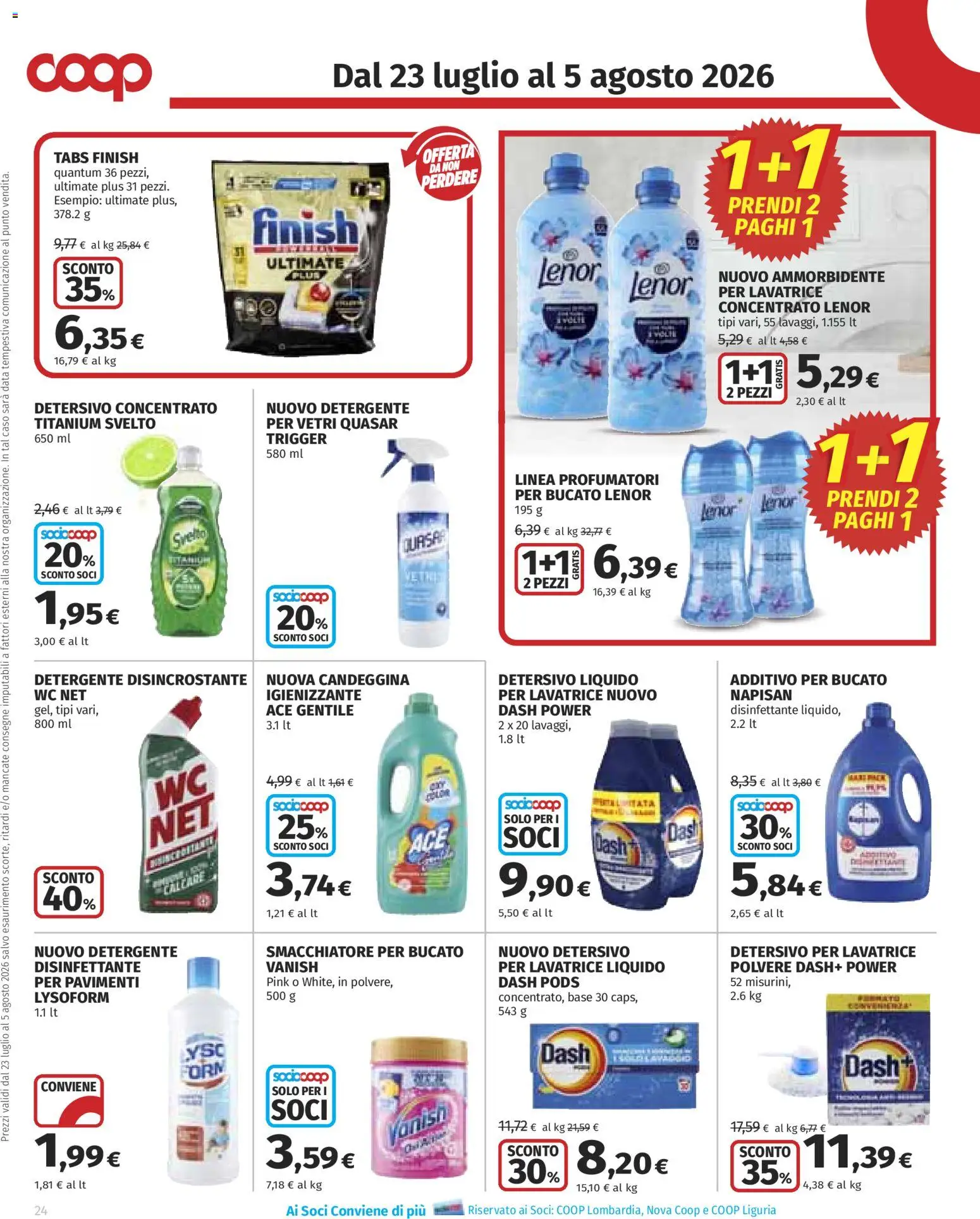 Volantino COOP del 23/07/2026 | Pagina: 24 | Prodotti: Smacchiatore, Detergente, Candeggina, Data