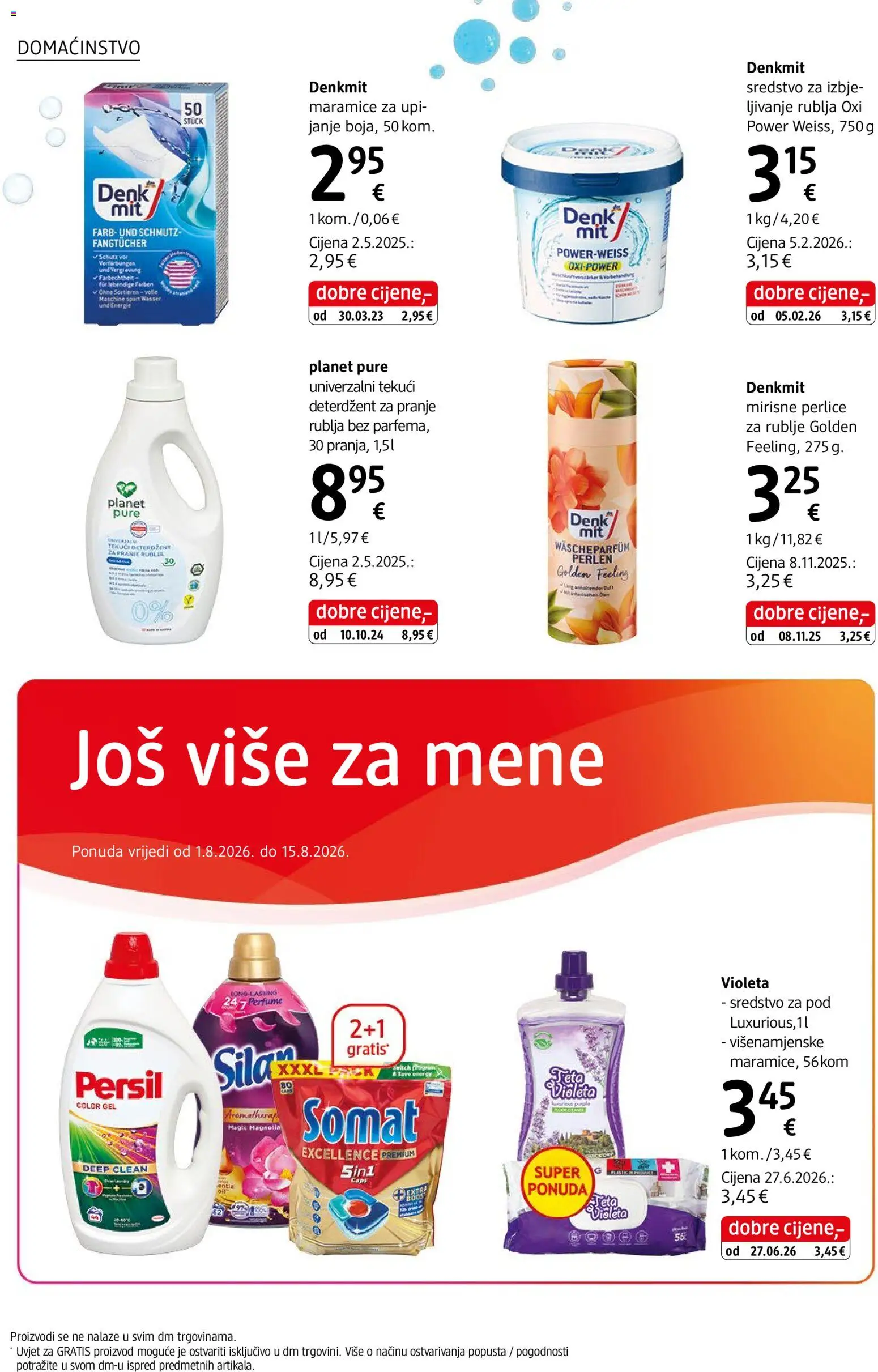 DM katalog | vrijedi od 01.08.2026 | Stranica: 38 | Proizvodi: Deterdžent, Somat, Violeta, Persil