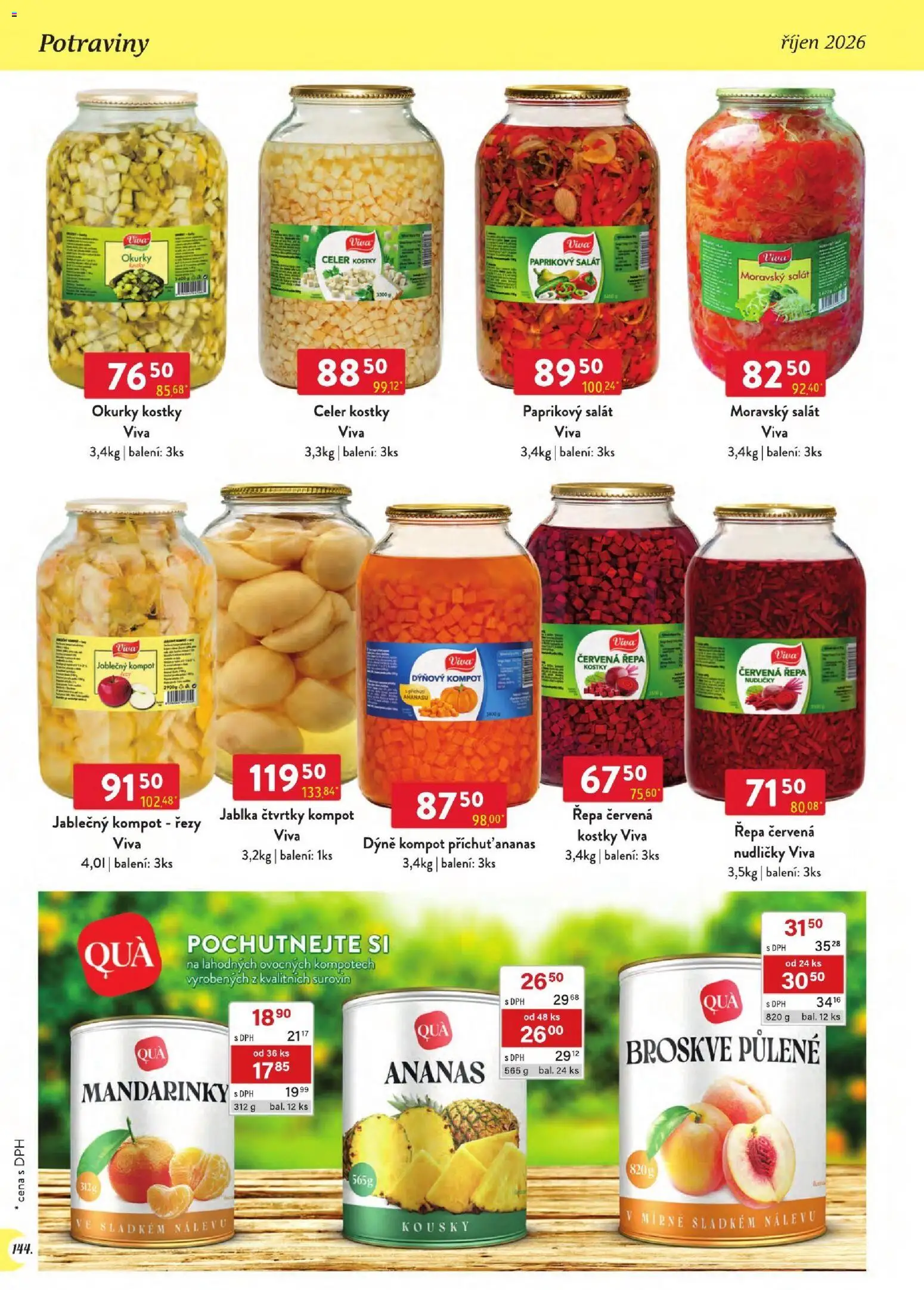 Astur & Qanto leták - Velkoobchod 10/2026 od 01.10.2026 | Strana: 144 | Produkty: Dýňový kompot, Jablka, Mandarinky, Červená řepa