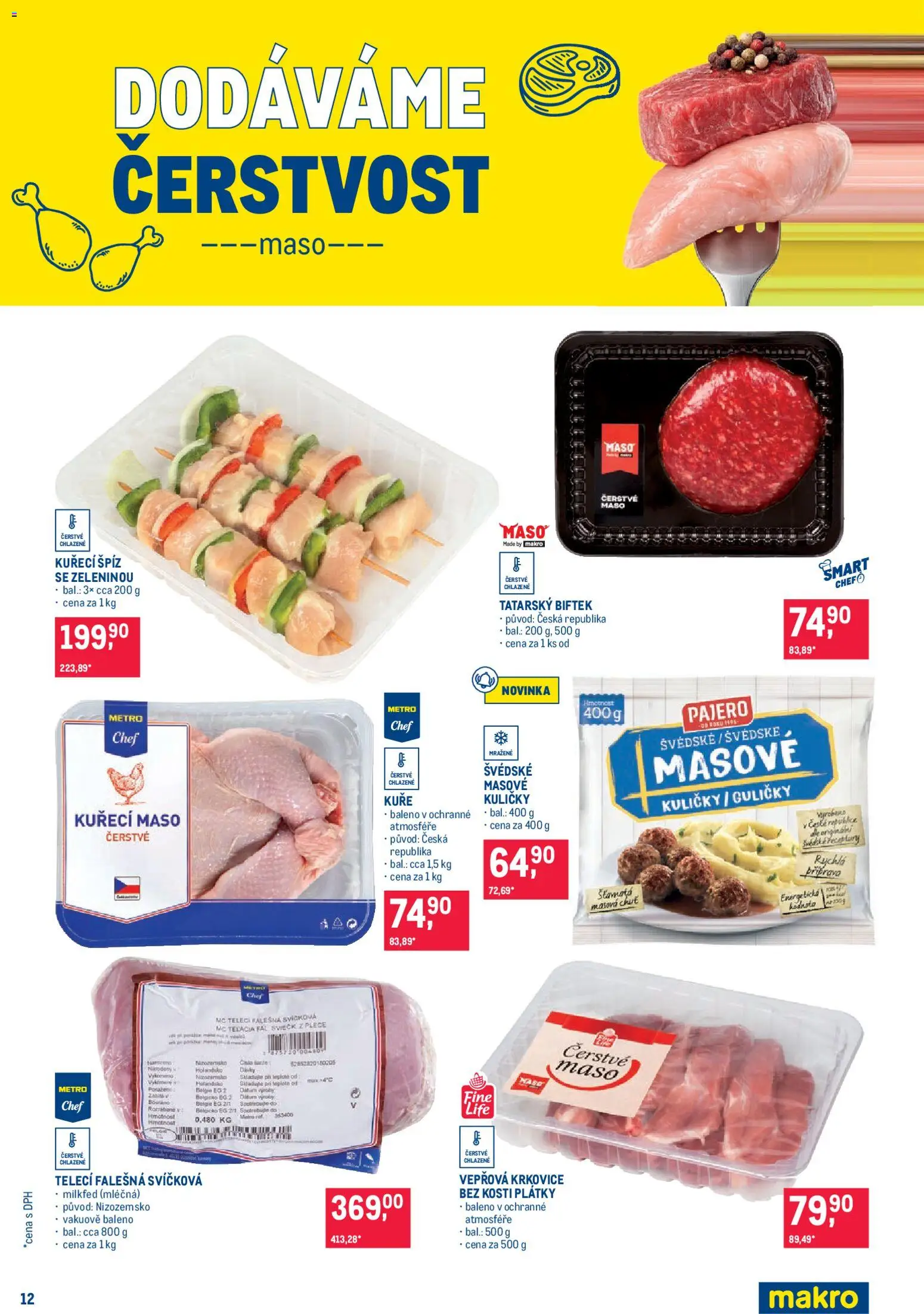 Makro leták - Pro milovníky jídla od 26.08.2026 | Strana: 12 | Produkty: Tatarský biftek, Maso, Kuličky, Vepřová krkovice