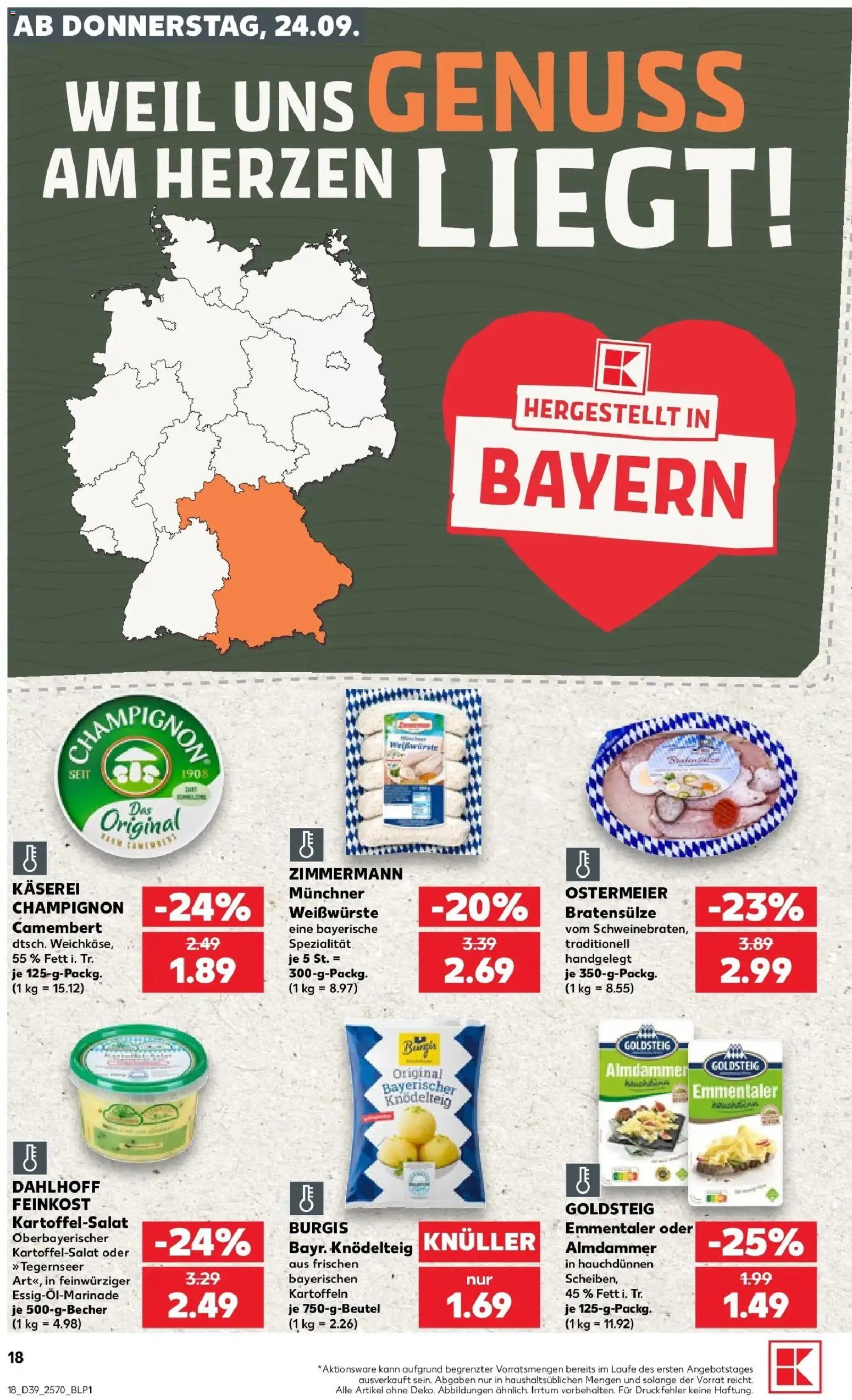 Prospekt Kaufland ab 24.09.2026 » Angebote Online zum Blättern | Seite: 18 | Produkte: Camembert, Kartoffeln