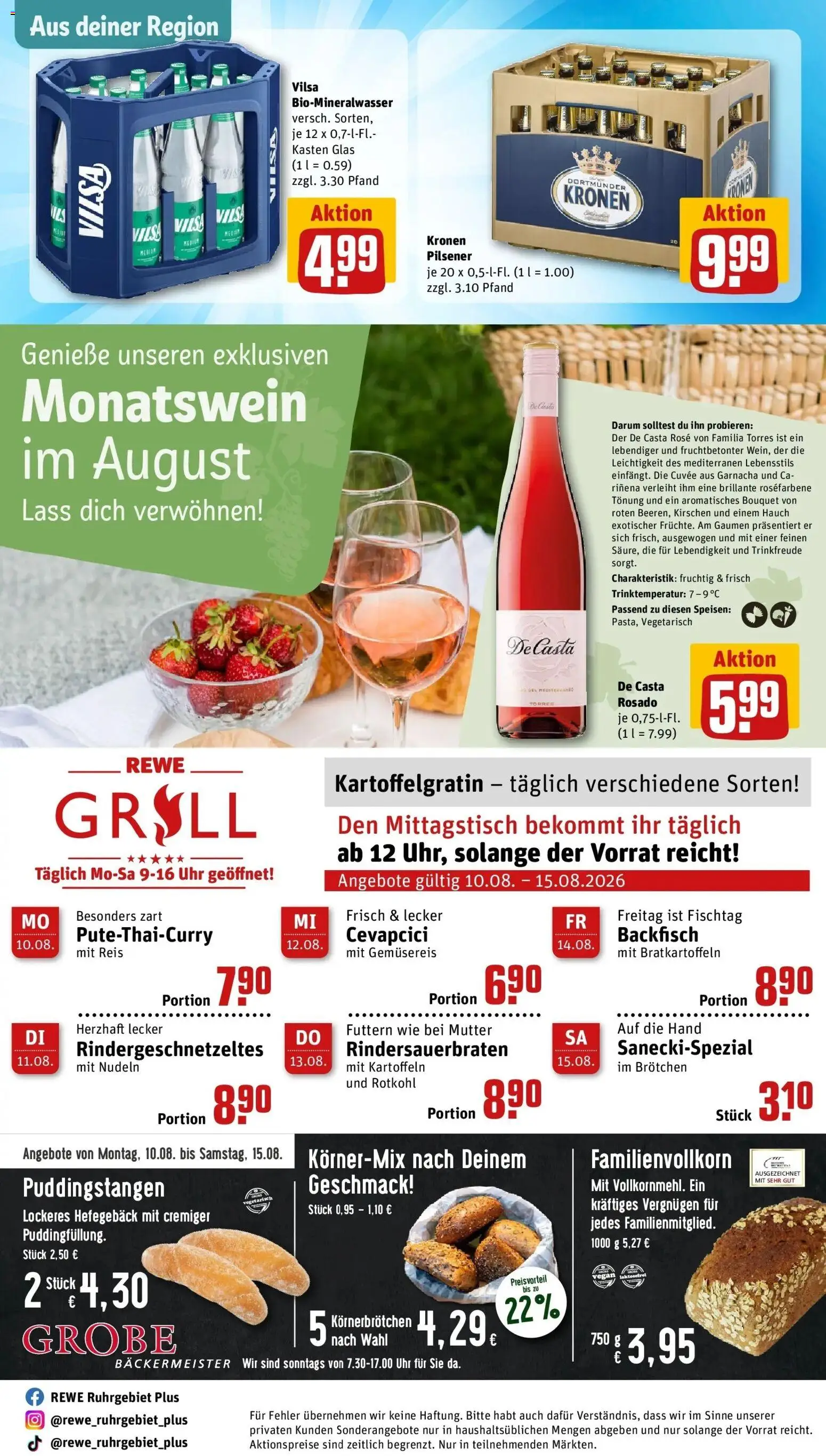 REWE Prospekt ab 10.08.2026 zum Blättern » Angebote | Seite: 31 | Produkte: Rotkohl, Cevapcici, Kirschen, Uhr