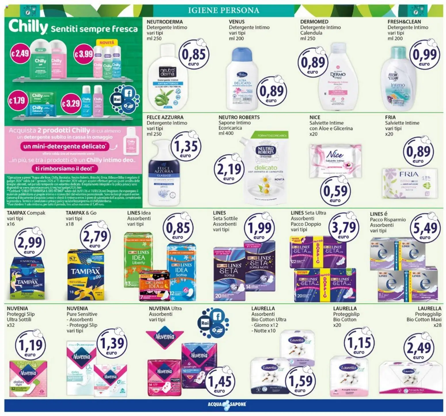 Volantino Acqua e Sapone del 23.02.2026 | Pagina: 12 | Prodotti: Sapone, Detergente intimo, Detergente, Slip