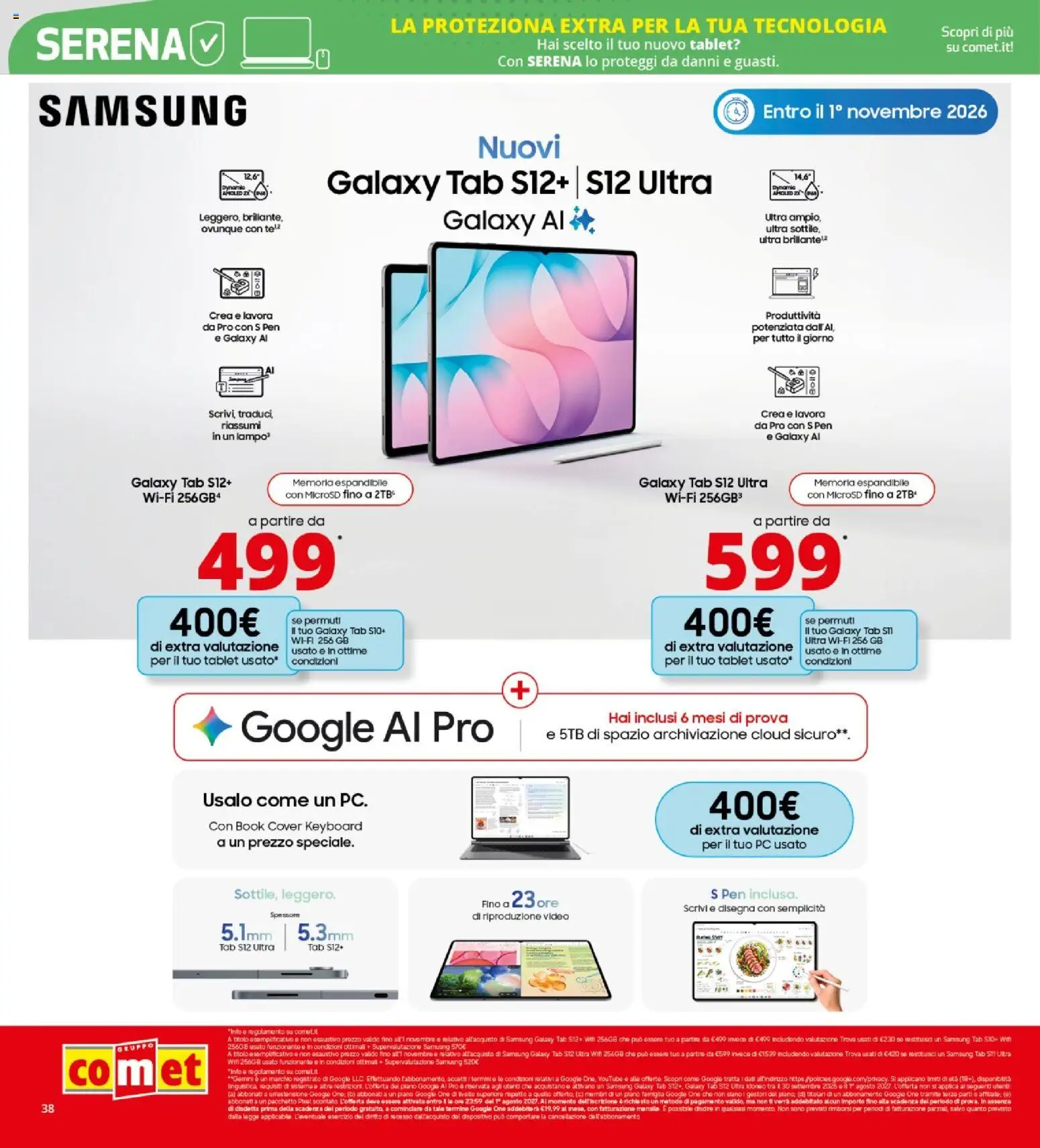 Volantino Comet del 08/10/2026 | Pagina: 38 | Prodotti: Samsung Galaxy, Tablet, PC, Samsung