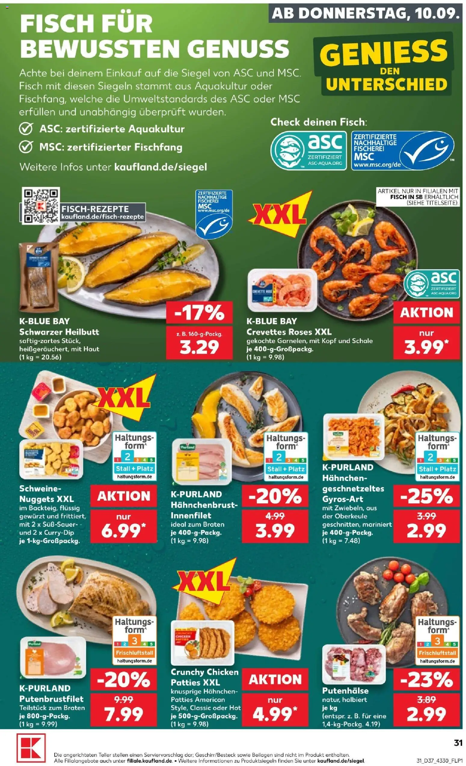 Kaufland Prospekt – gültig ab 10.09.2026 | Seite: 31 | Produkte: Beilagen, Hahnchen, Fisch, Hahnchenbrust