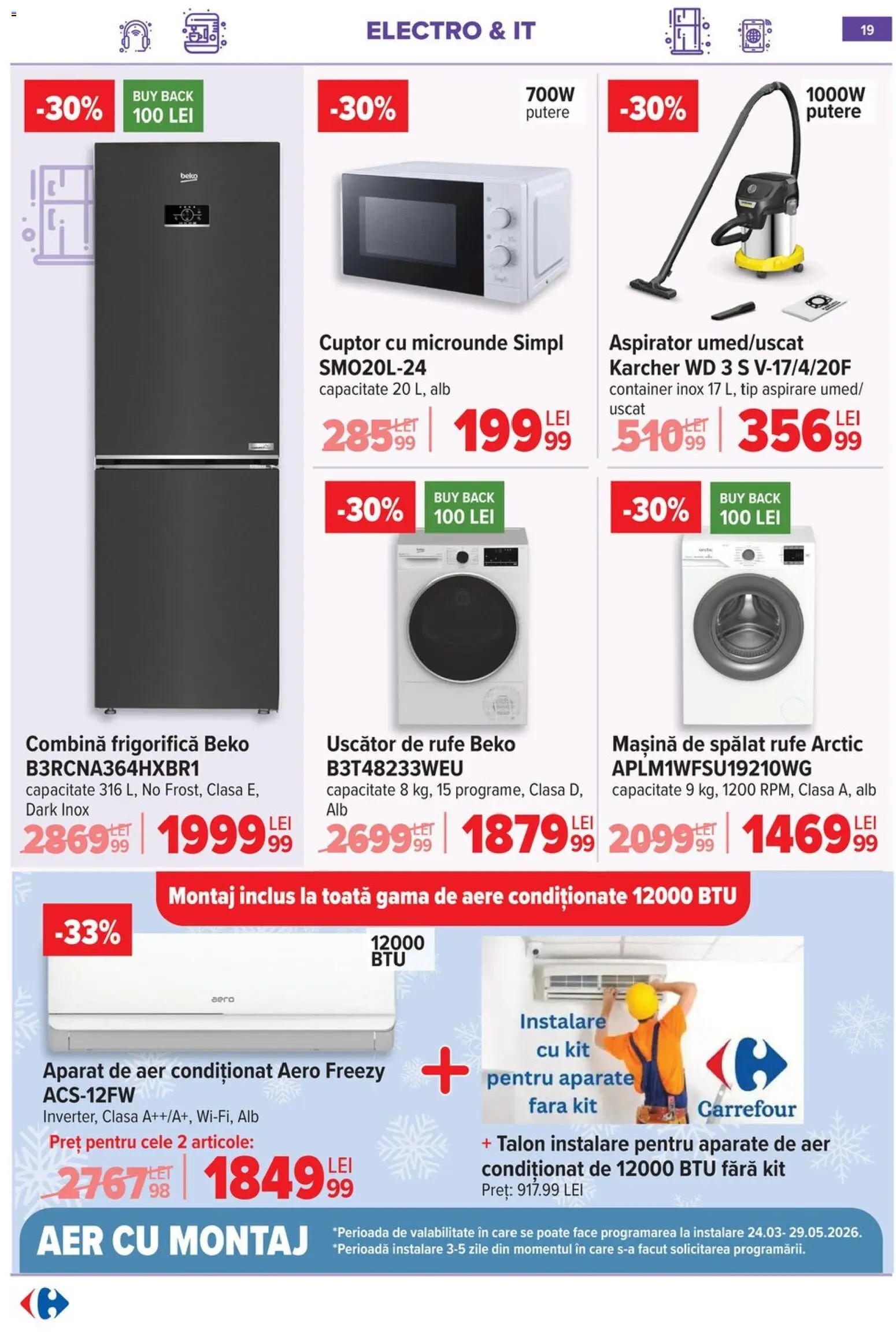 Noul catalog Carrefour – valabil de la 06.05.2026 | Pagină: 20 | Produse: Mașină De Spălat, Cuptor, Aer Condiționat, Aspirator