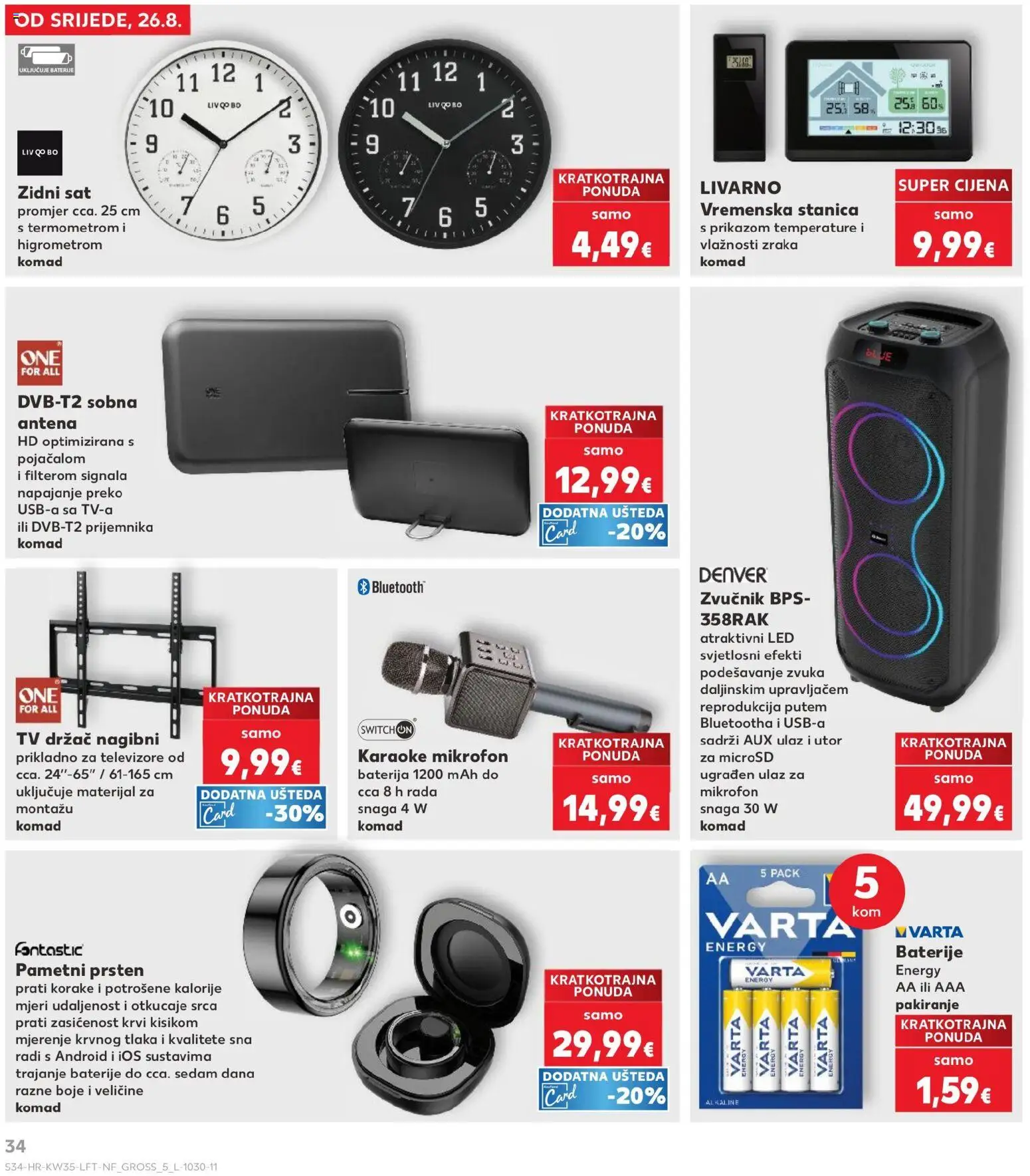 Kaufland HR akciós ujság - amely érvényes a következő dátumtól: 2026.08.26. | Oldal: 34 | Termékek: Mikrofon, Karaoke mikrofon, TV, LED