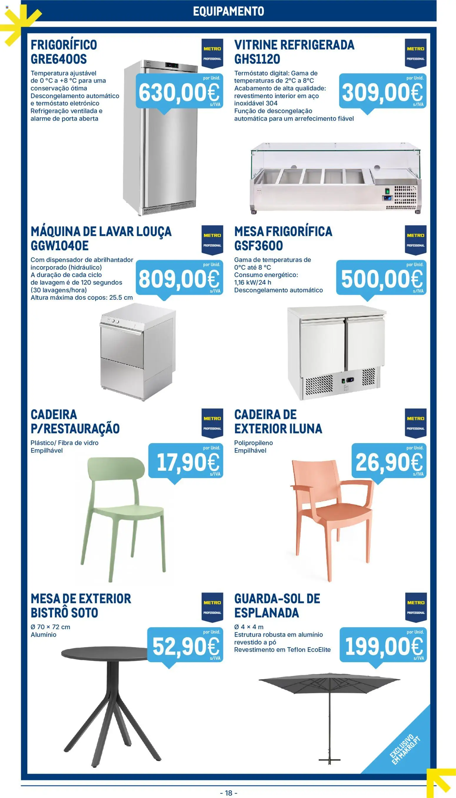 Makro folheto │ válido de 16.06.2026 | Página: 18 | Produtos: Copos, Abrilhantador, Mesa, Cadeira