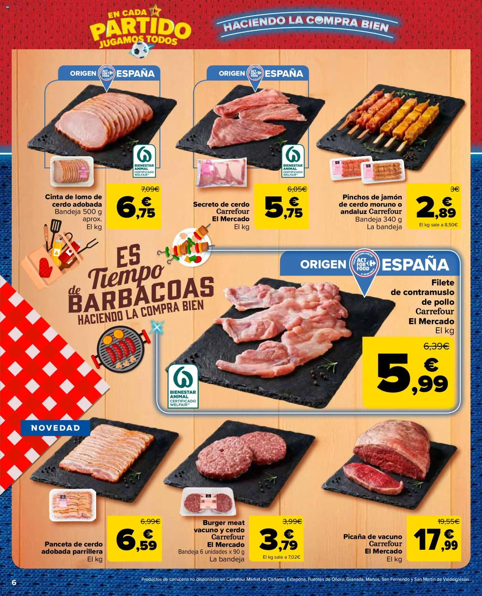 Carrefour Market folleto │ válido desde el 11.06.2026 | Página: 6 | Productos: Jamón, Cerdo, Filete, Bandeja