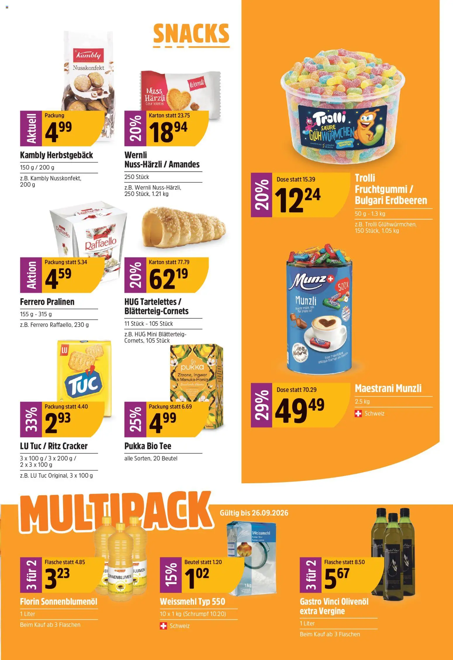 TopCC aktionen – gültig ab 07.09.2026 | Seite: 15 | Produkte: Cracker, Snacks, Tee, Erdbeeren