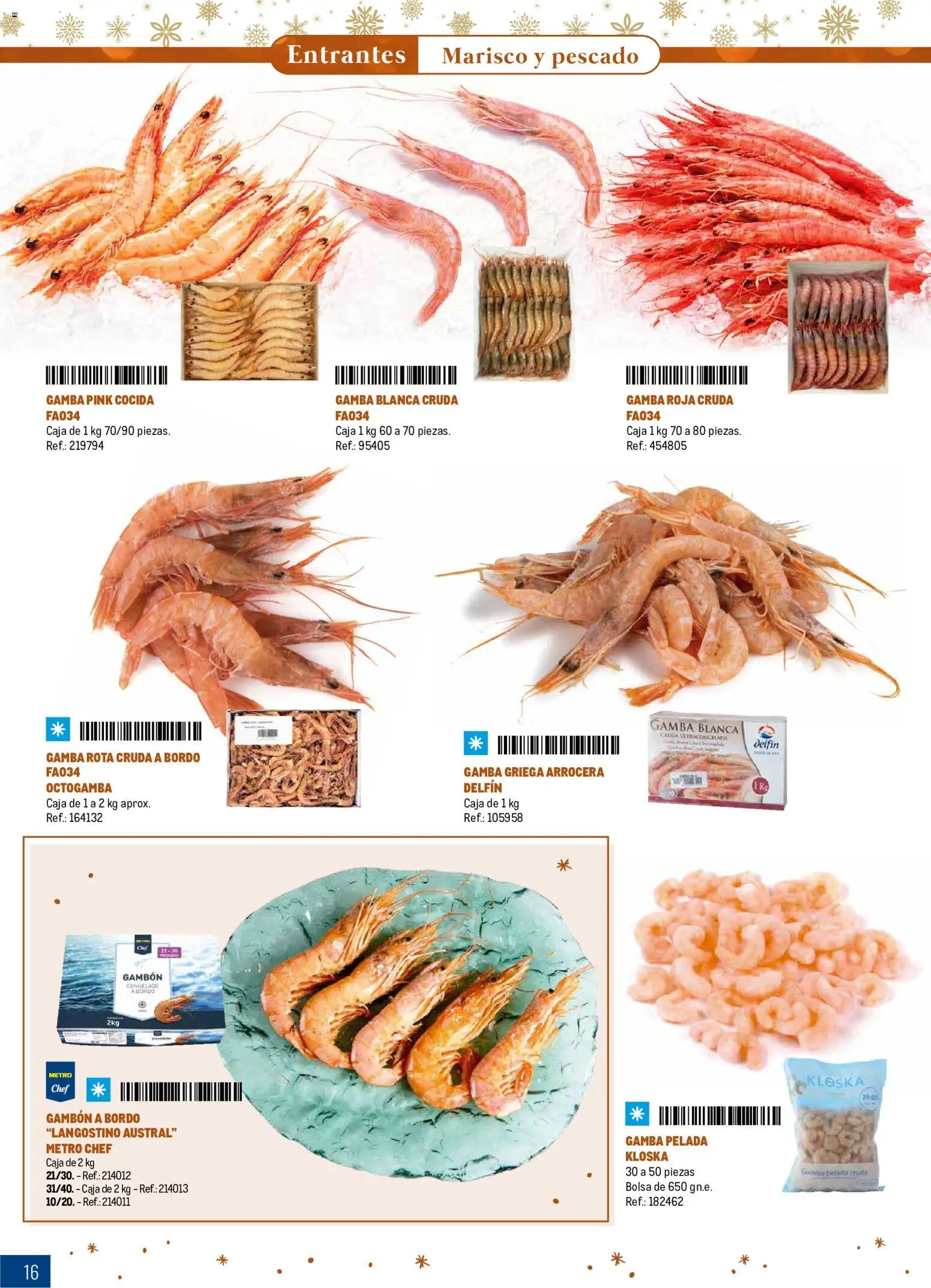 Makro Navidad │ válido desde el 08/10/2026 | Página: 16 | Productos: Pescado, Bolsa, Langostino, Gamba
