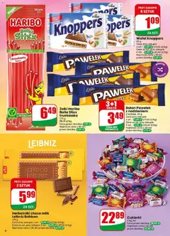 Pogląd oferty "Cukierki, Cukierki, 1 kg, luz." - ważna od 17.06.2026 | Strona: 6 | Produkty: Żelki haribo, Knoppers, Herbatniki, Baton