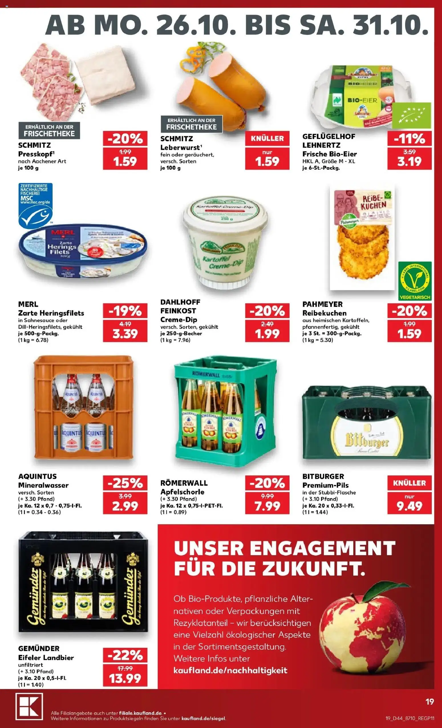 Prospekt Kaufland ab 26.10.2026 » Angebote Online zum Blättern | Seite: 23 | Produkte: Bitburger, Mineralwasser, Kuchen