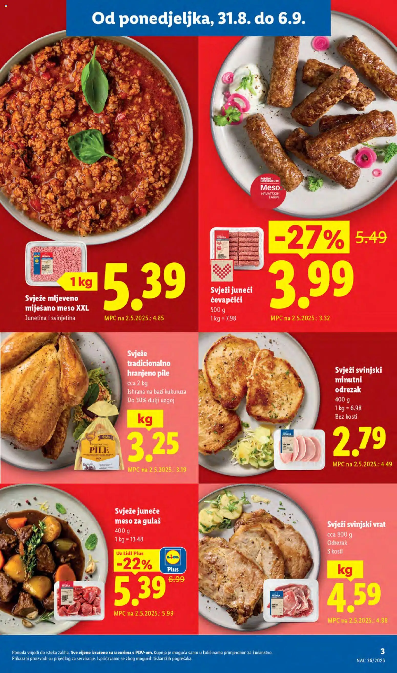Lidl katalog | vrijedi od 31.08.2026 | Stranica: 3 | Proizvodi: Vrat, Svinjski vrat, Meso, Ćevapčići