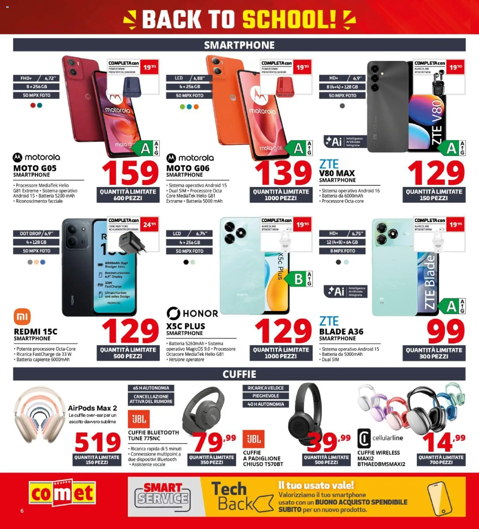 Volantino Comet del 10/09/2026 | Pagina: 6 | Prodotti: Auricolari, Power bank, Airpods, Batteria