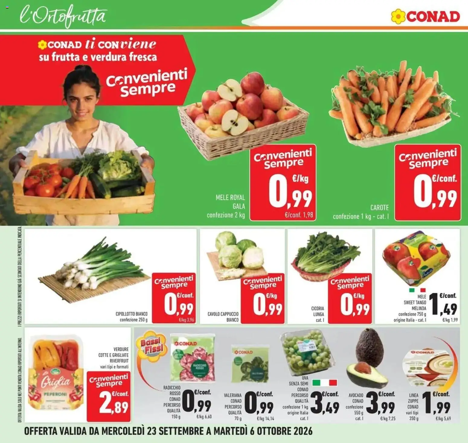 Volantino Conad dal 23/09/2026 > Anteprima | Pagina: 22 | Prodotti: Mele, Verdure, Frutta, Carote