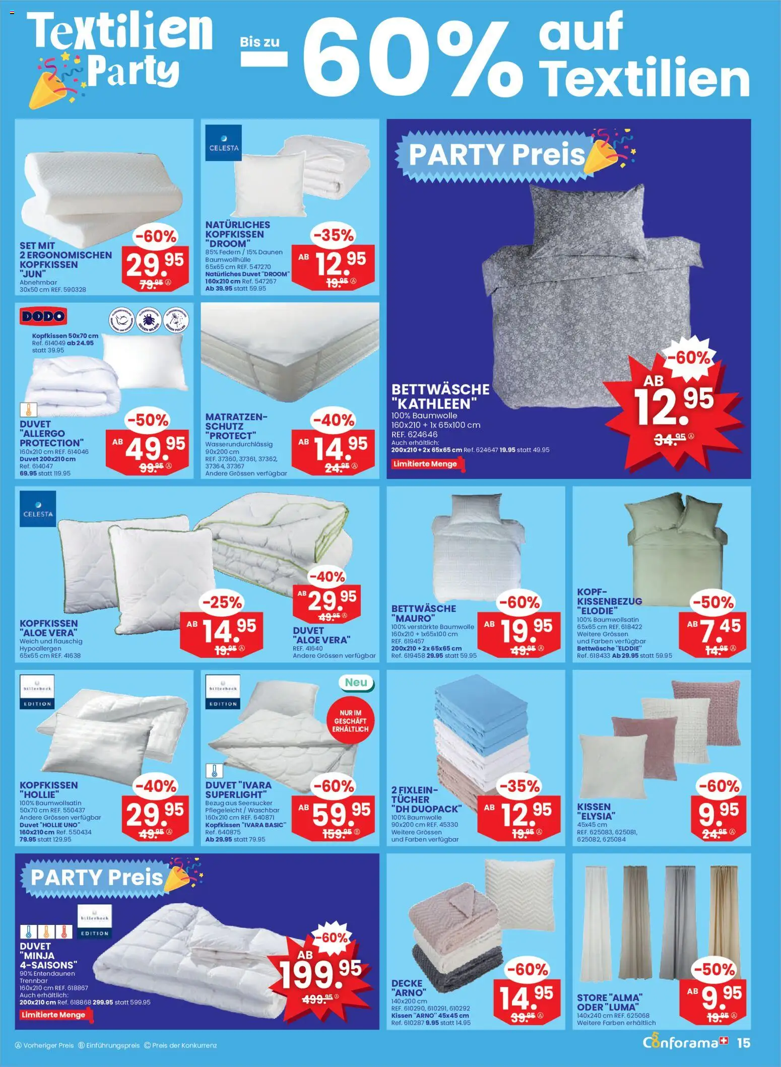 Conforama aktionen – gültig ab 26.08.2026 | Seite: 15 | Produkte: Kissen, Decke, Kopfkissen, Bettwäsche