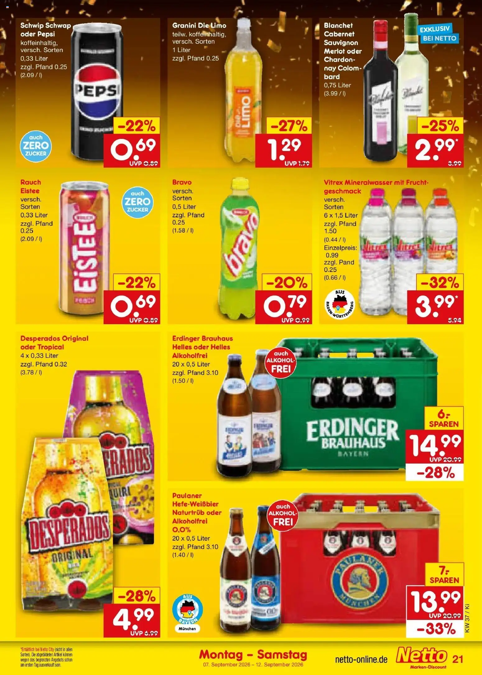 Netto Marken-Discount Prospekt Bad Friedrichshall – gültig ab 07.09.2026 | Seite: 29 | Produkte: Schwip schwap, Desperados, Granini, Granini die limo
