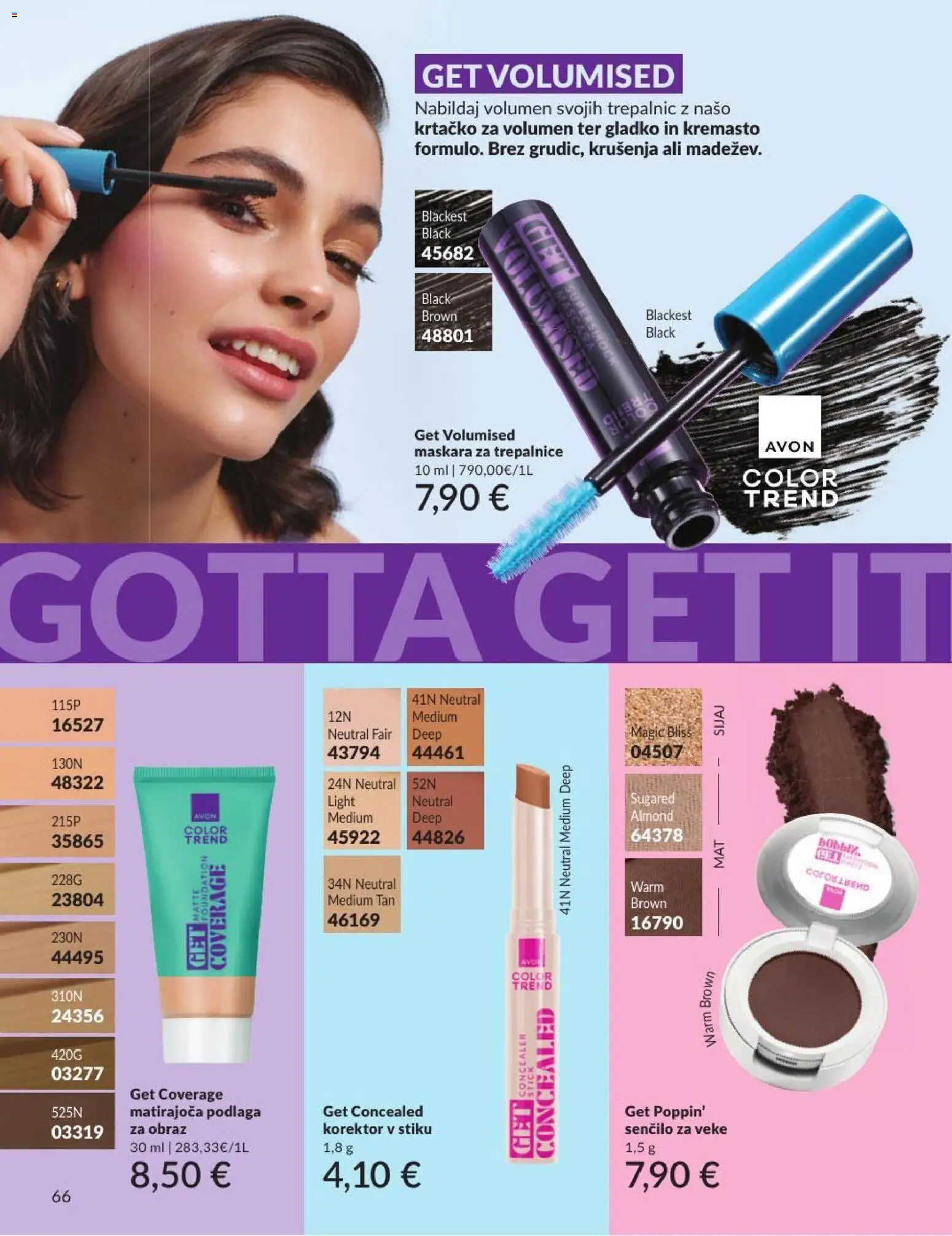 Novi Avon katalog ponudbe – veljaven od 30.06.2026 | Stran: 66 | Izdelki: Korektor, Maskara, Senčilo