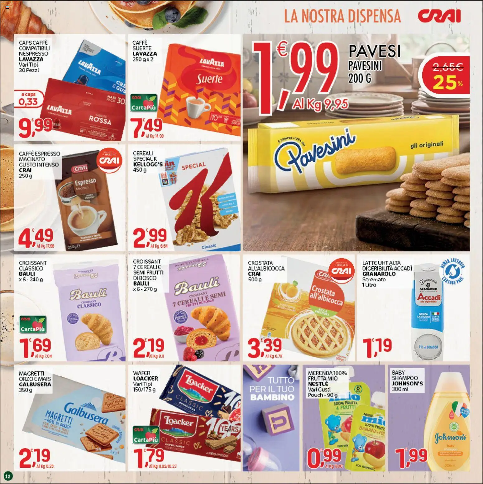Volantino CRAI del 06/08/2026 | Pagina: 12 | Prodotti: Cereali, Latte, Mais, Lavazza