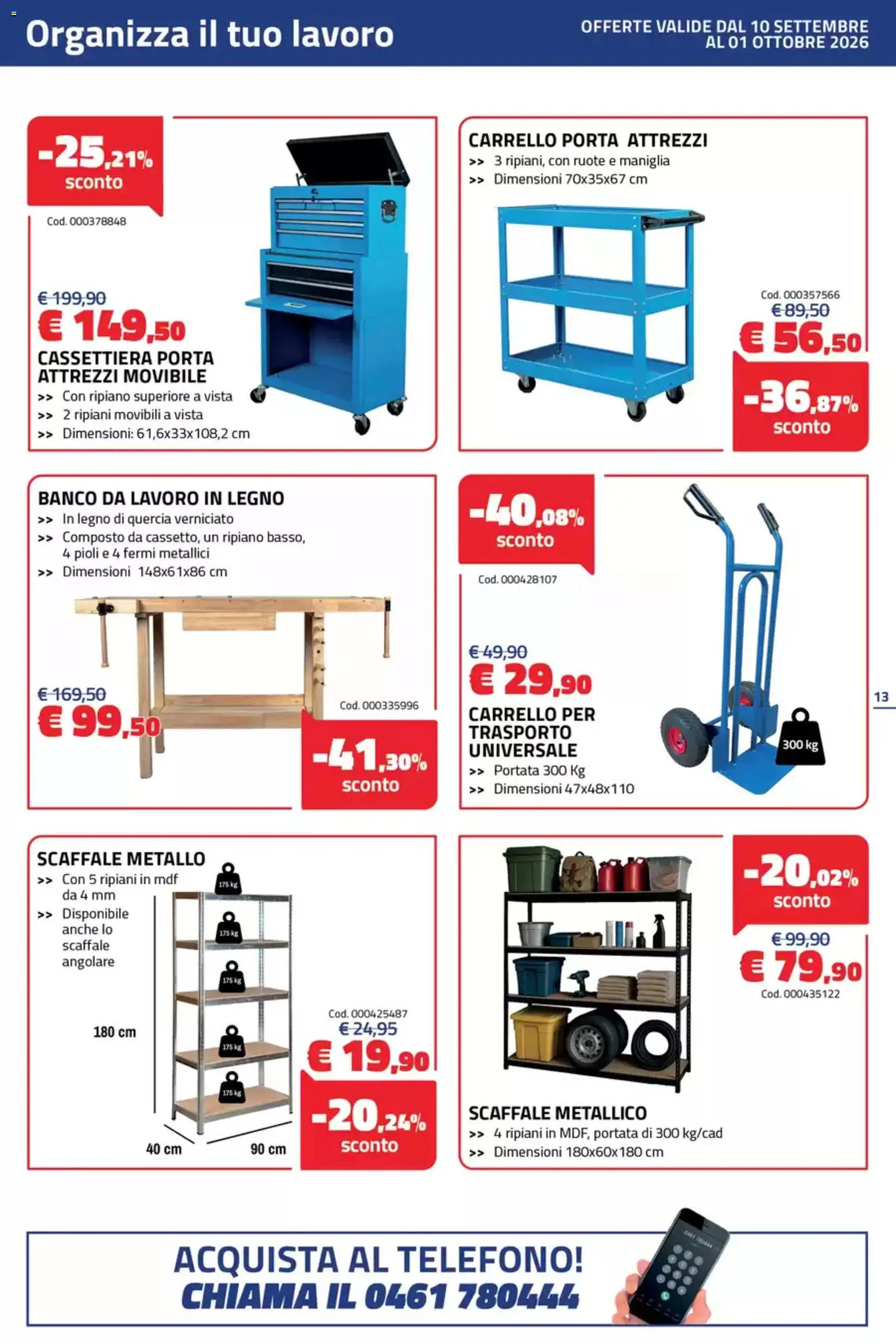 Volantino Eurobrico del 10/09/2026 | Pagina: 13 | Prodotti: Ripiano, Carrello, Telefono, Scaffale